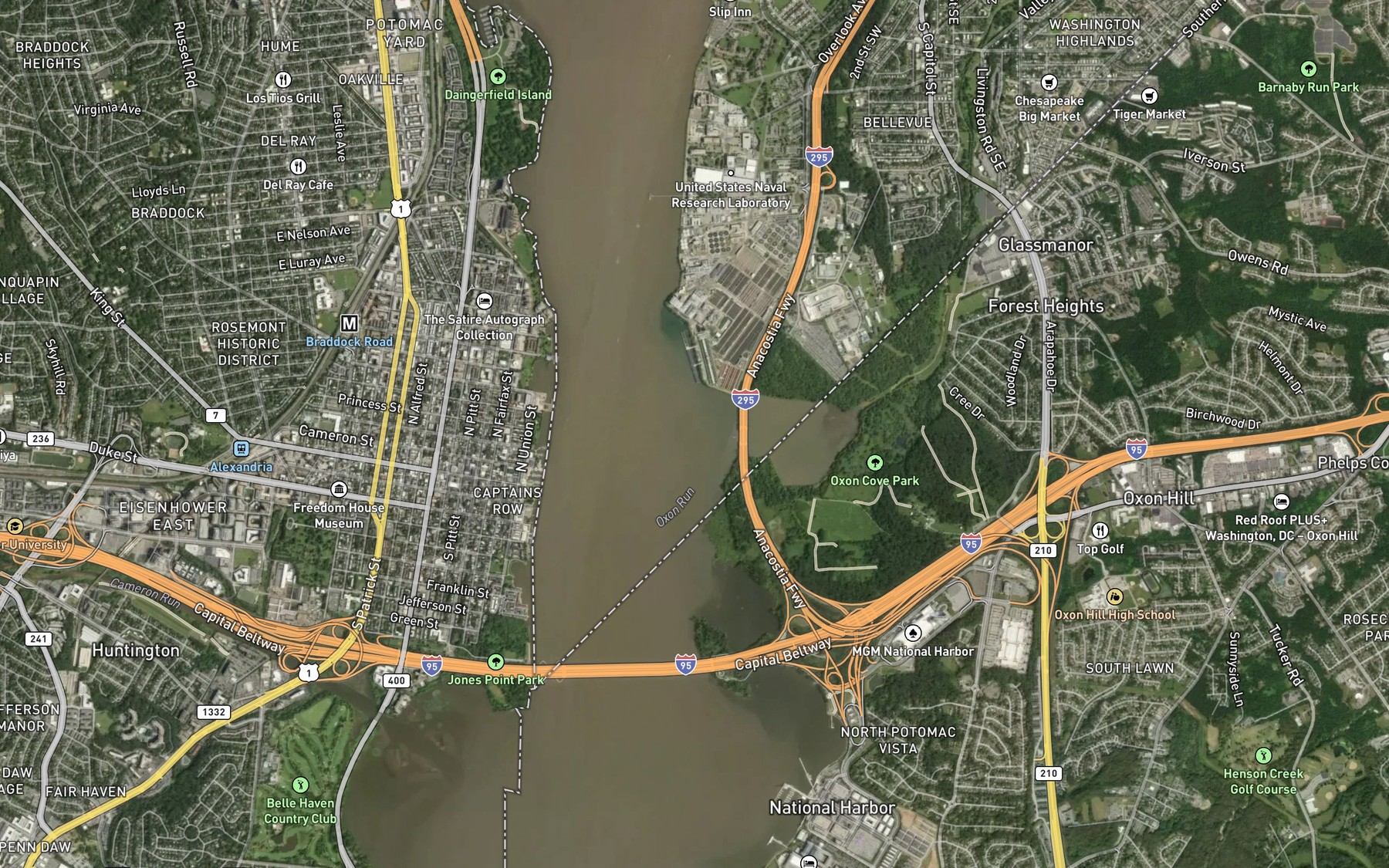 Satellite map of the Oxon Creek