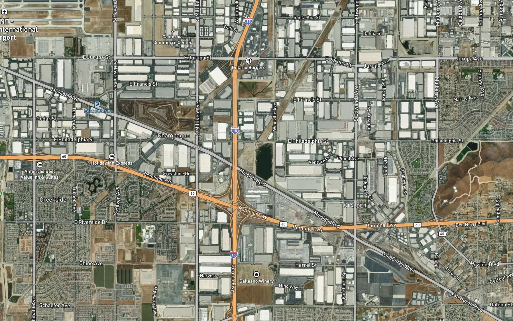 Satellite map of the Day Creek