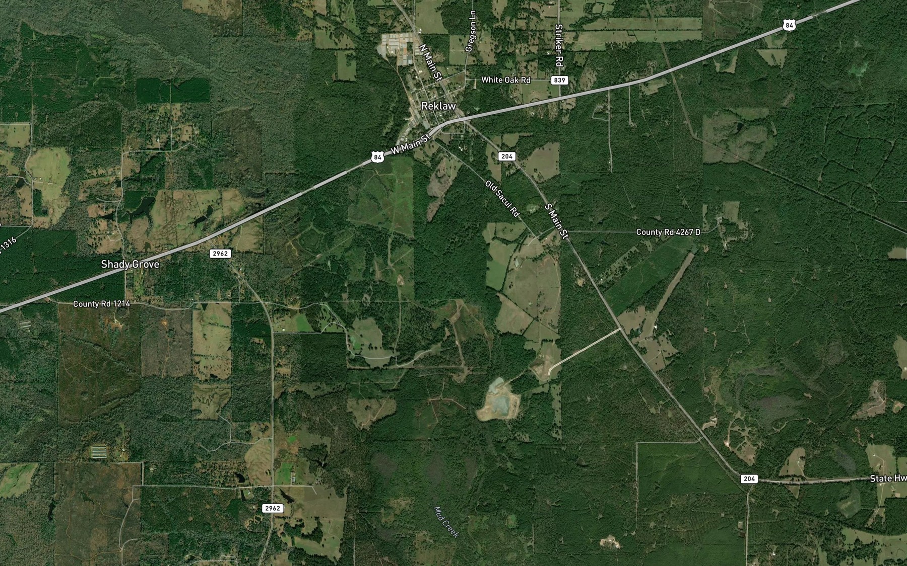 Satellite map of the White Oak Creek