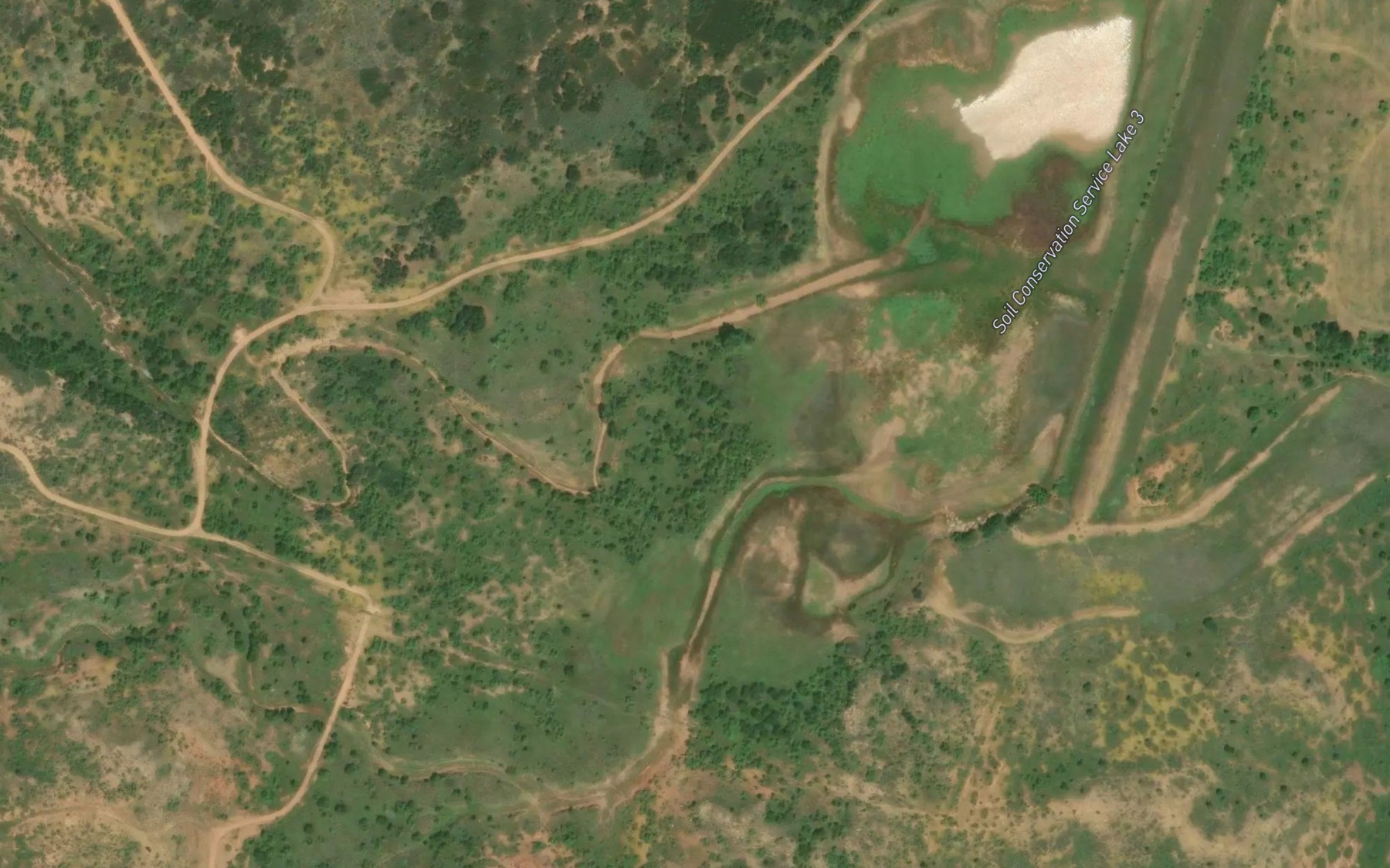 Satellite map of the Soil Conservation Service Site 3 Reservoir
