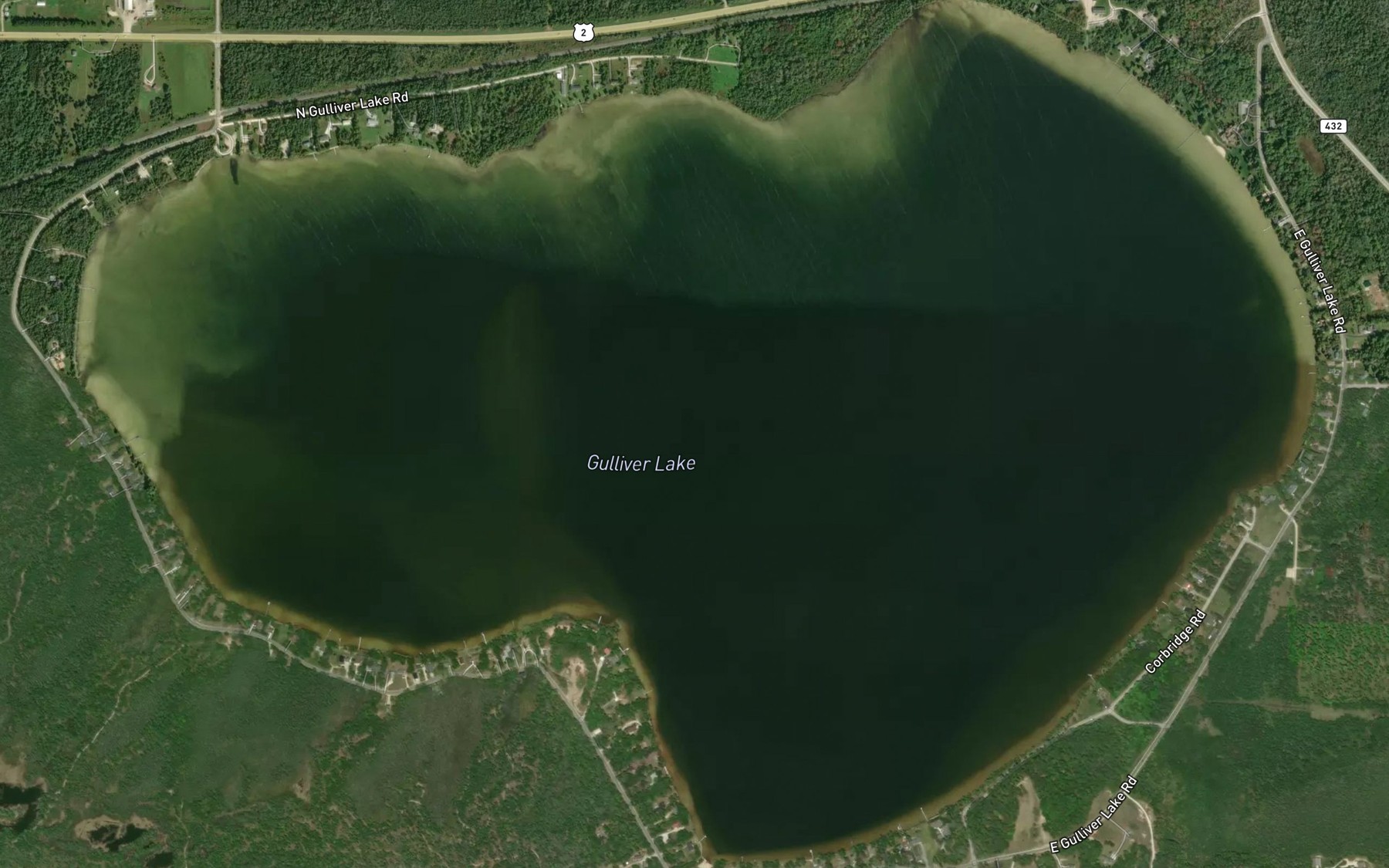 Satellite map of the Gulliver Lake