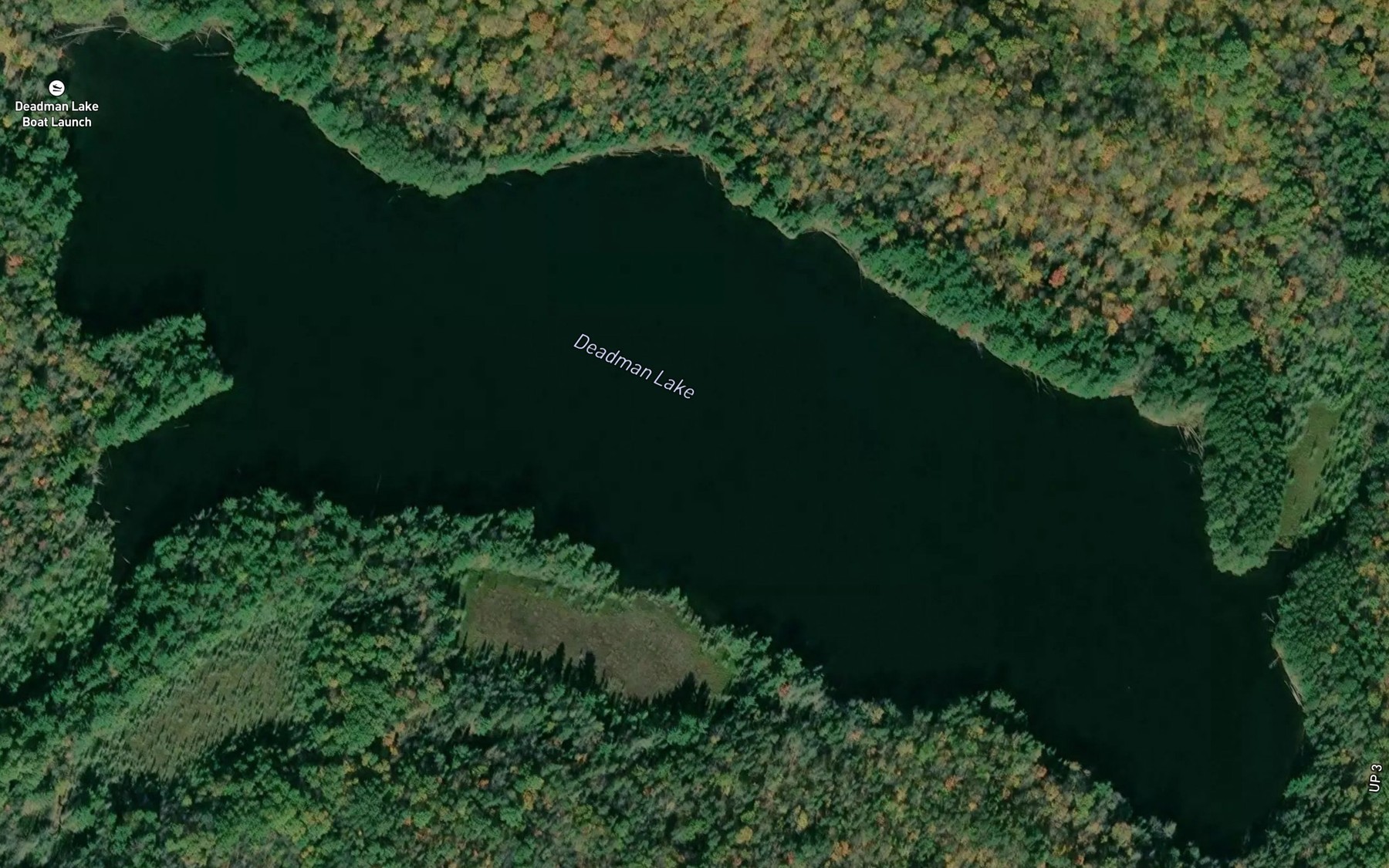 Satellite map of the Deadman Lake