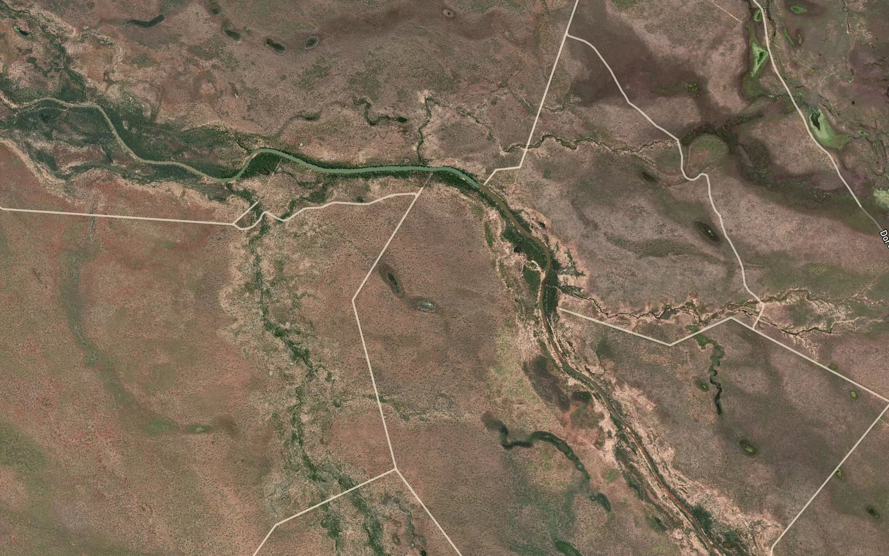 Satellite map of the Byrnes Ponds Creek