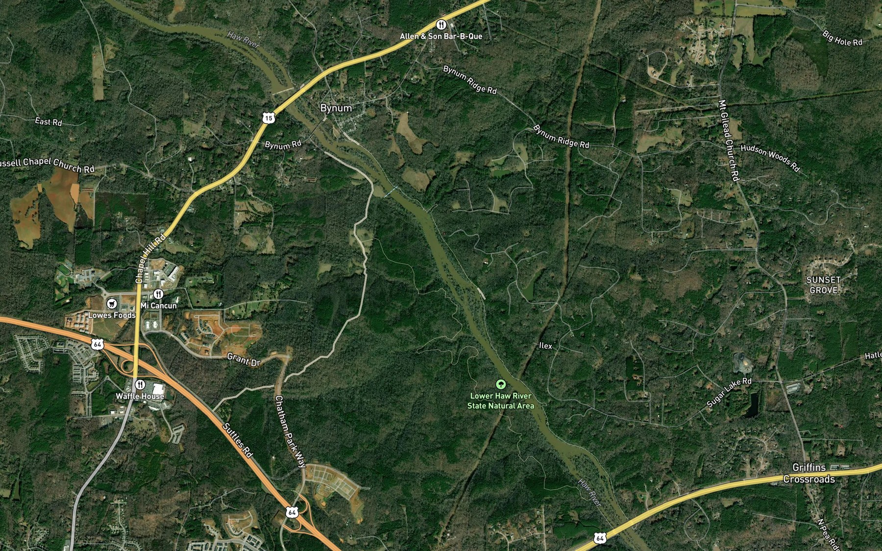 Satellite map of the Haven Creek