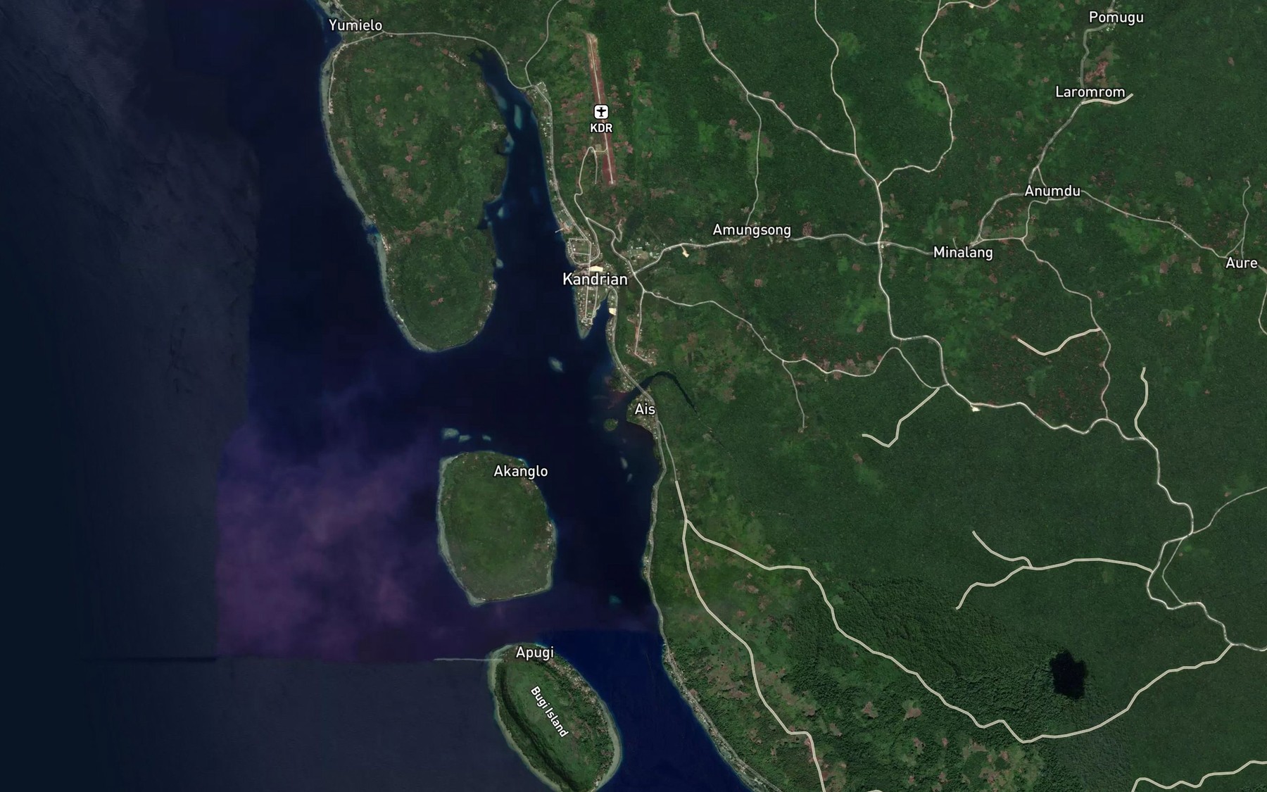 Satellite map of the Ais River