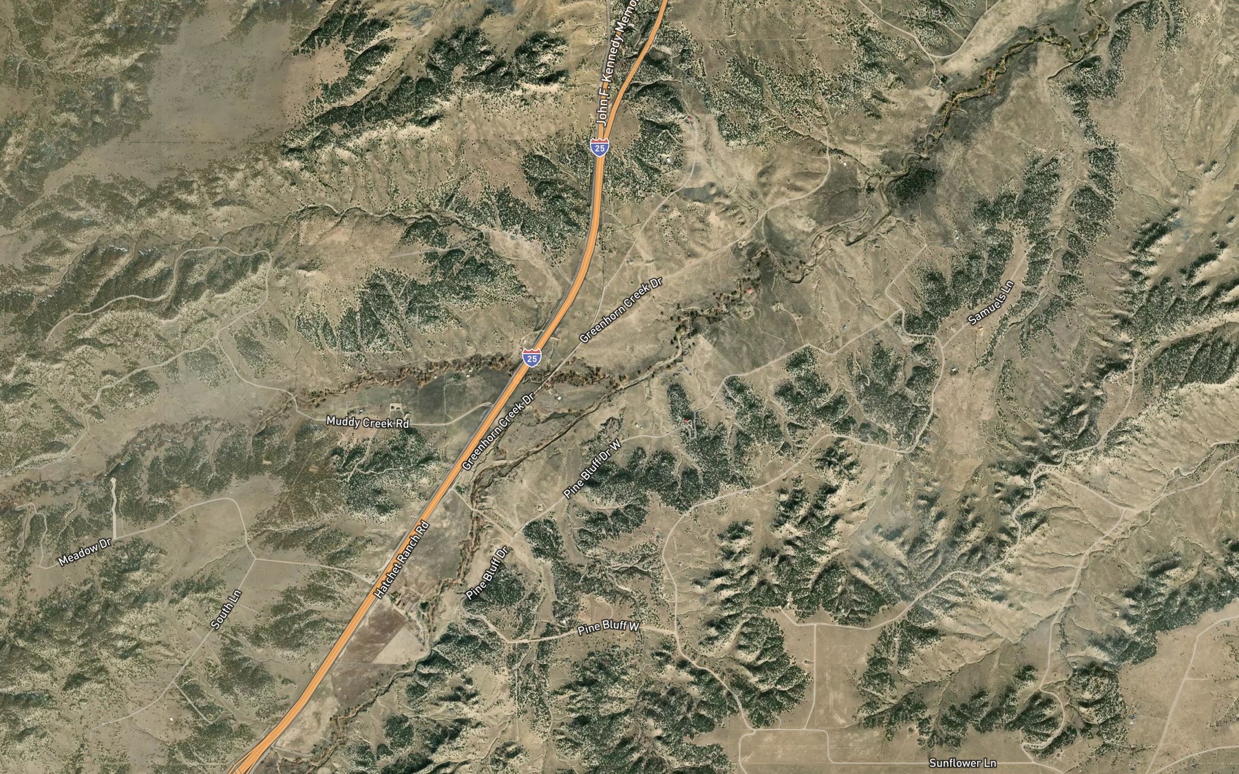 Satellite map of the Muddy Creek