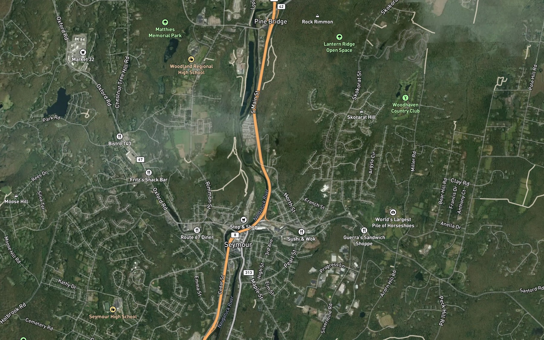 Satellite map of the Mud Brook
