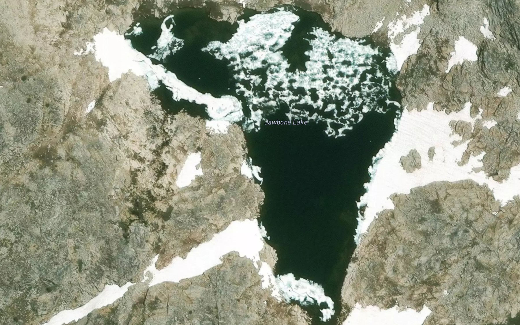 Satellite map of the Jawbone Lake