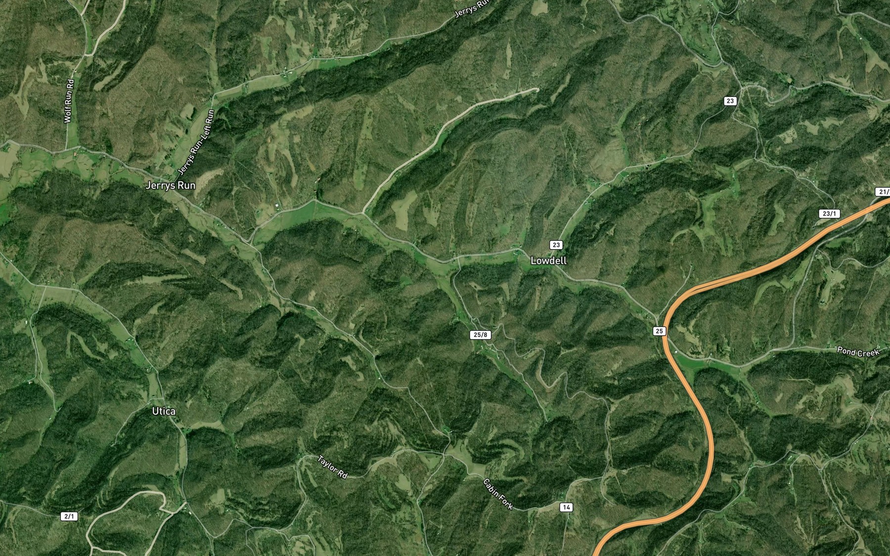 Satellite map of the Buffalo Run