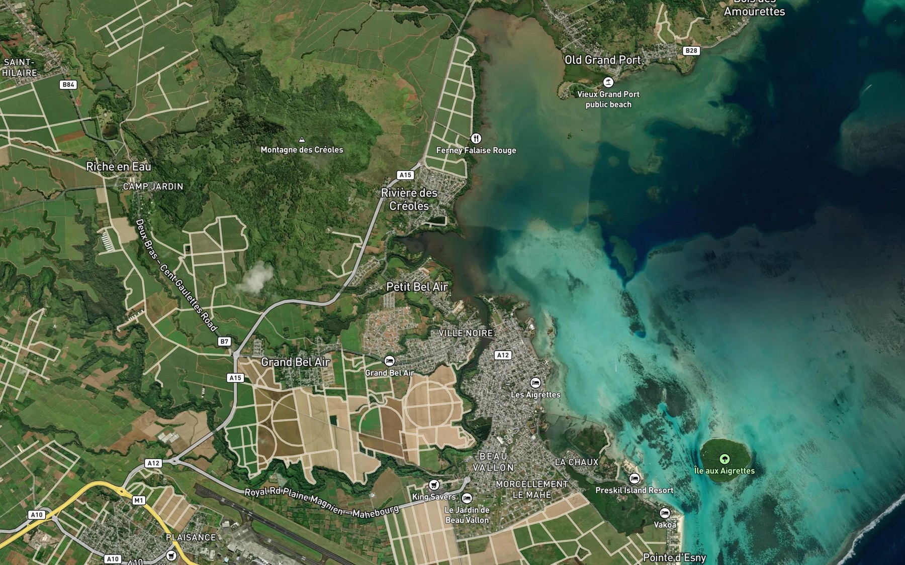 Satellite map of the Riviere Delices