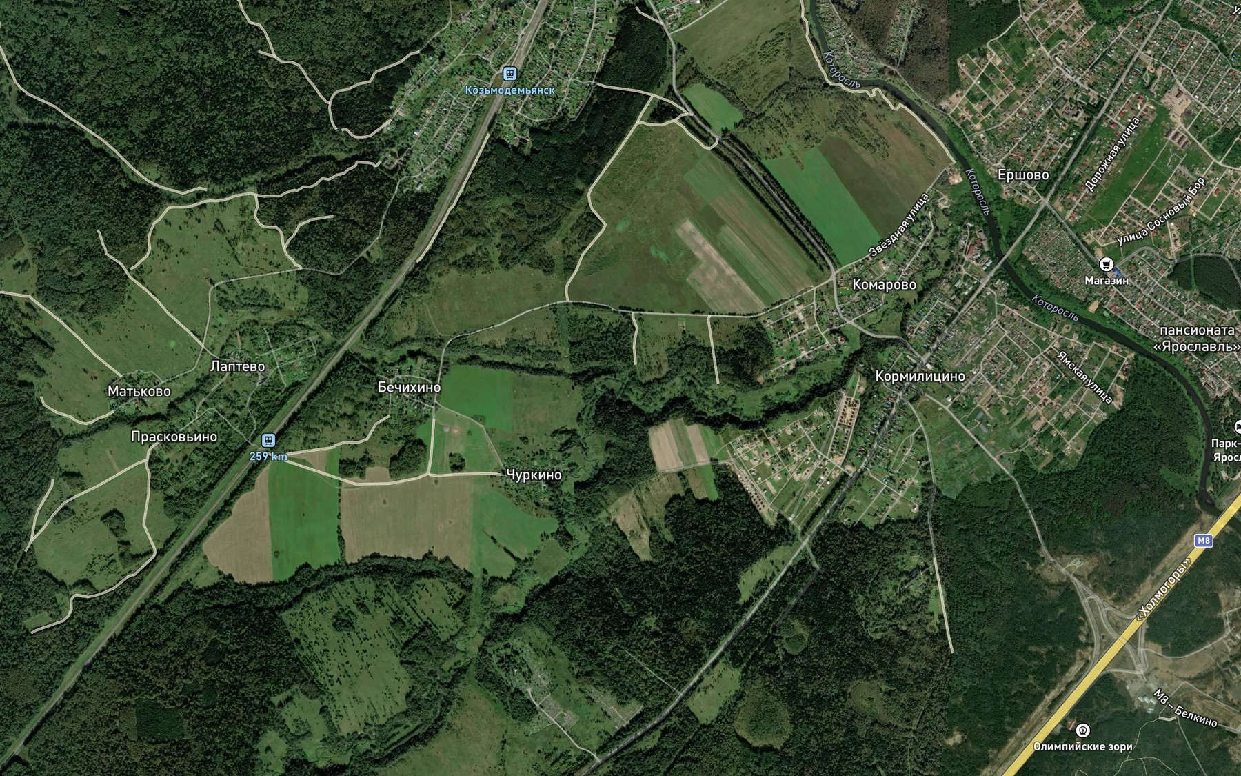 Satellite map of the Shopsha