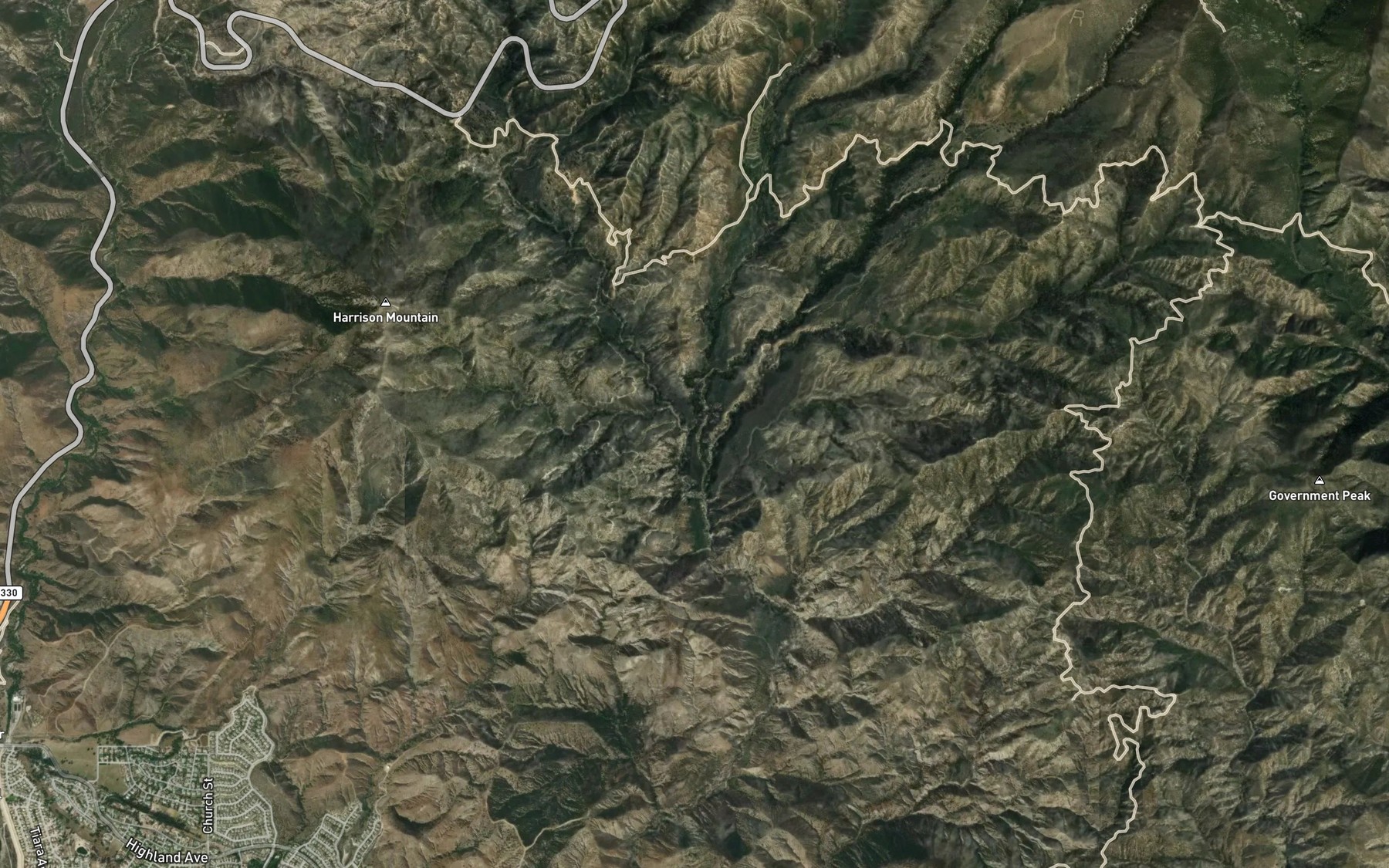 Satellite map of the Fredalba Creek