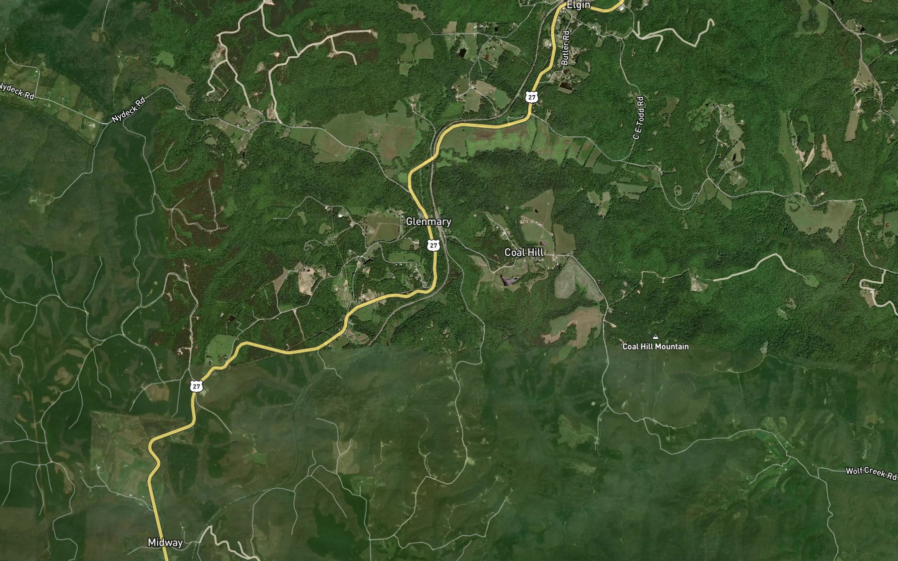 Satellite map of the Webb Creek