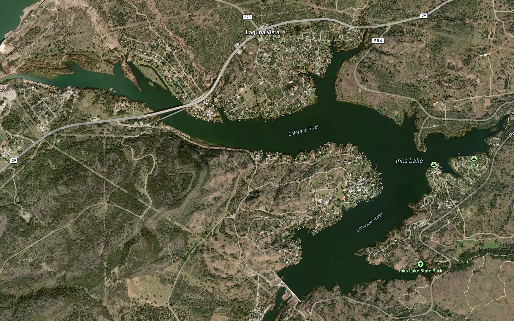 Satellite map of the Clear Creek