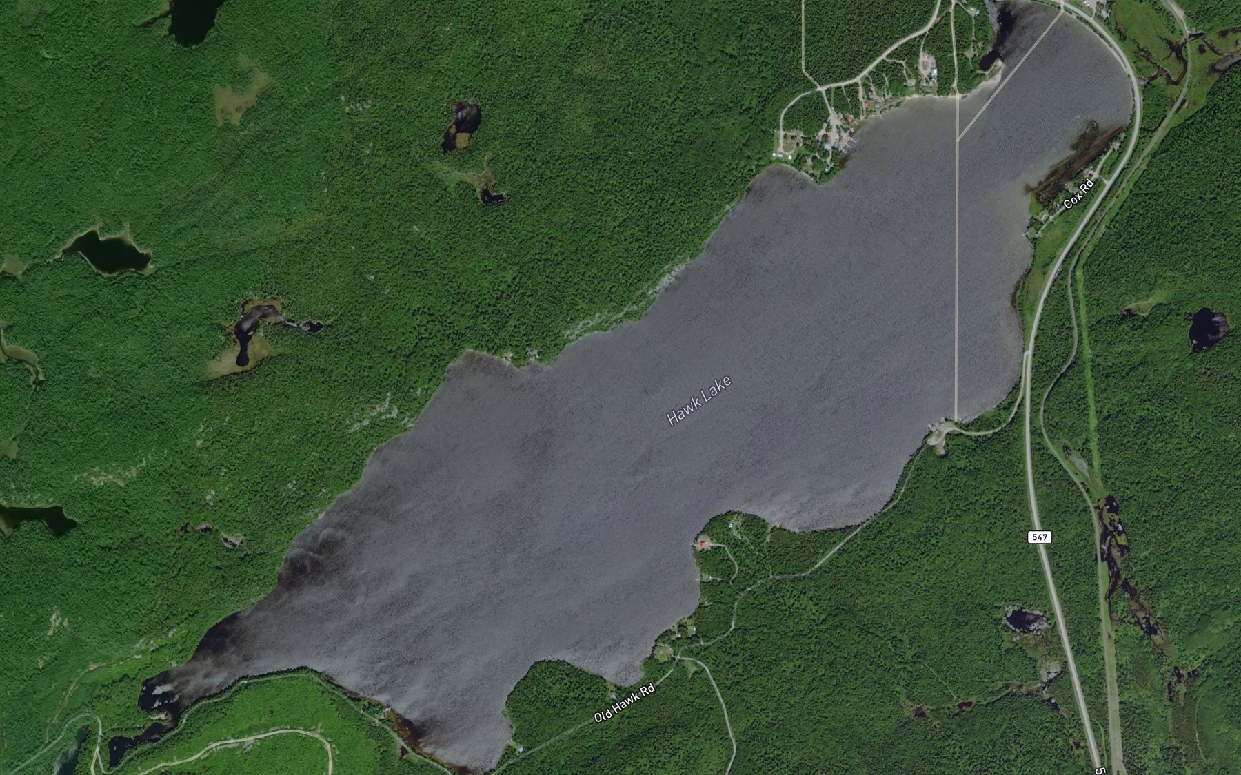 Satellite map of the Hawk Lake