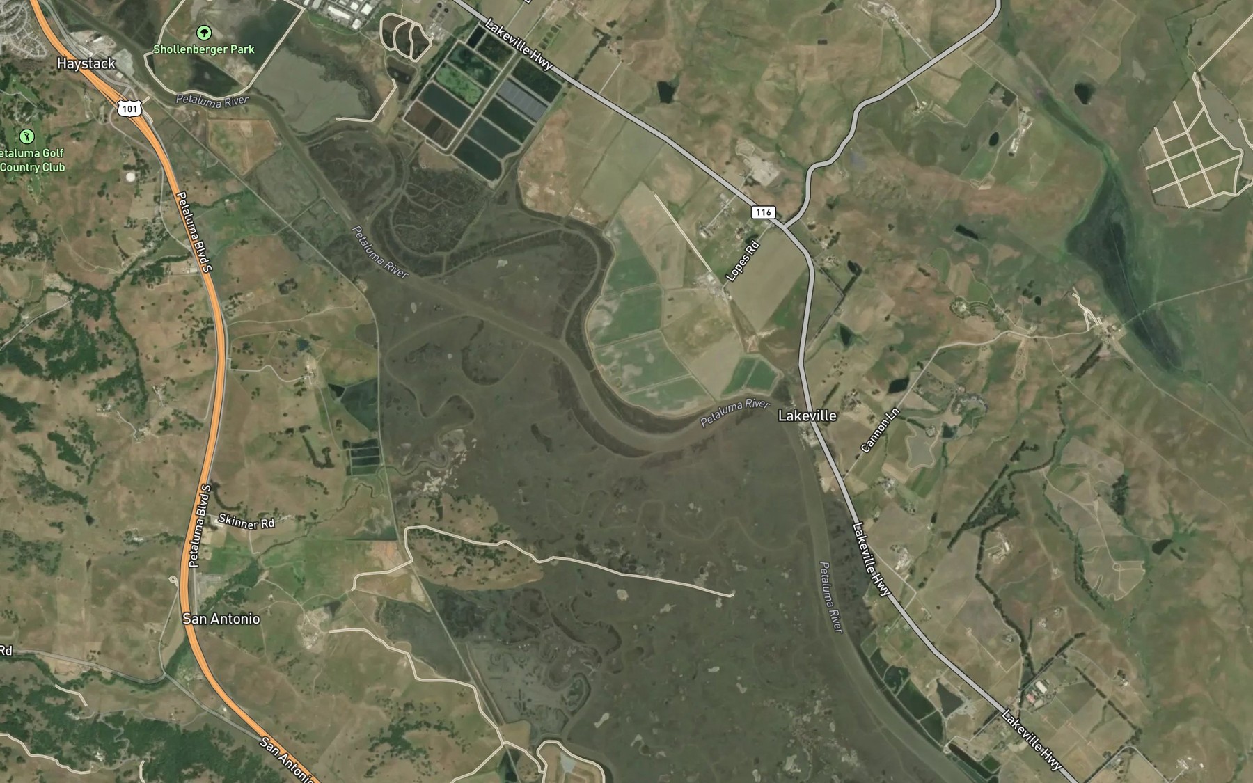 Satellite map of the Cloudy Bend