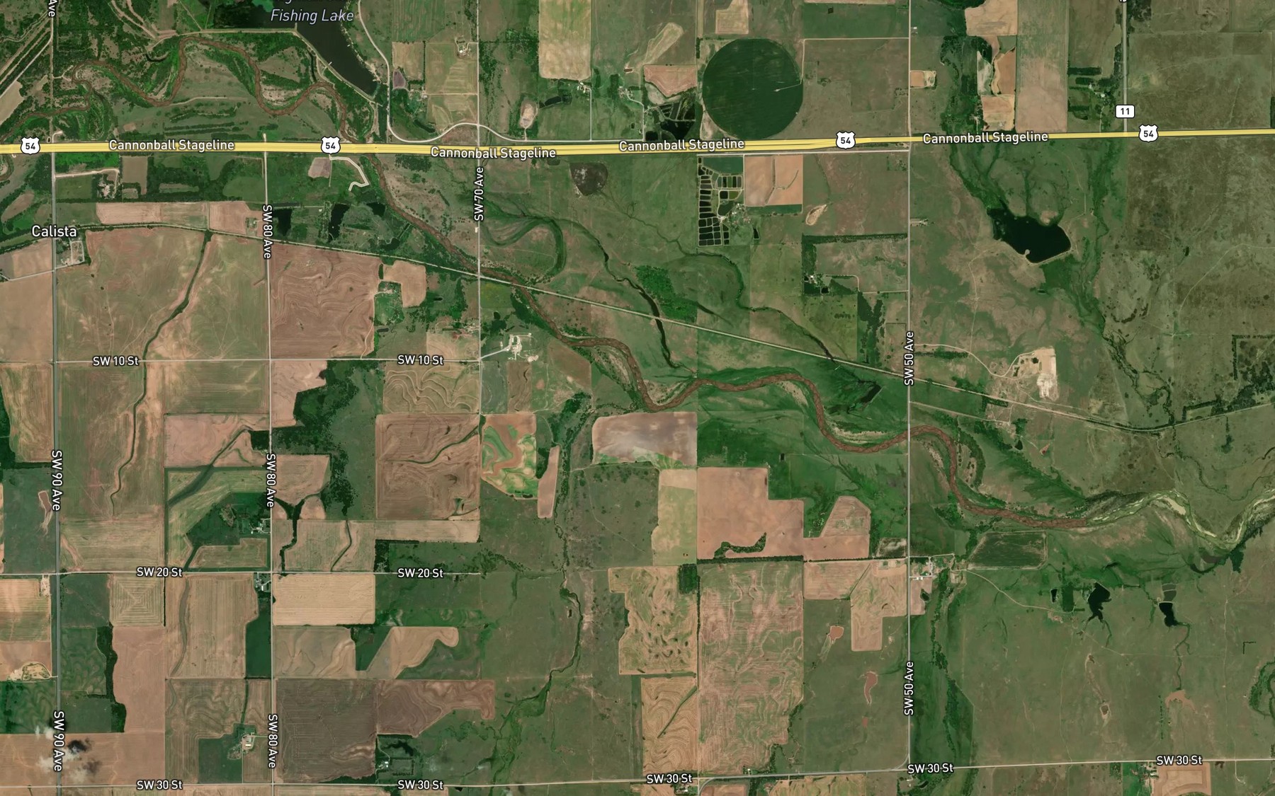Satellite map of the Petyt Creek