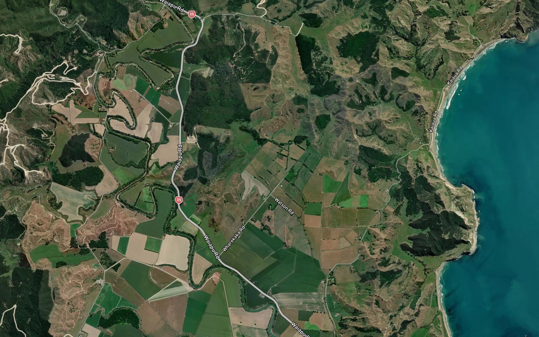 Satellite map of the Mangaopeka Stream