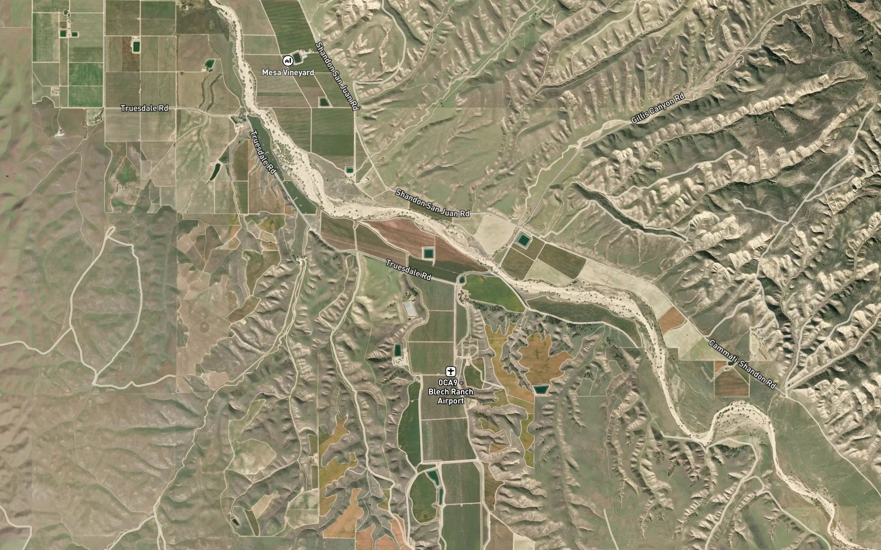Satellite map of the Camatta Creek
