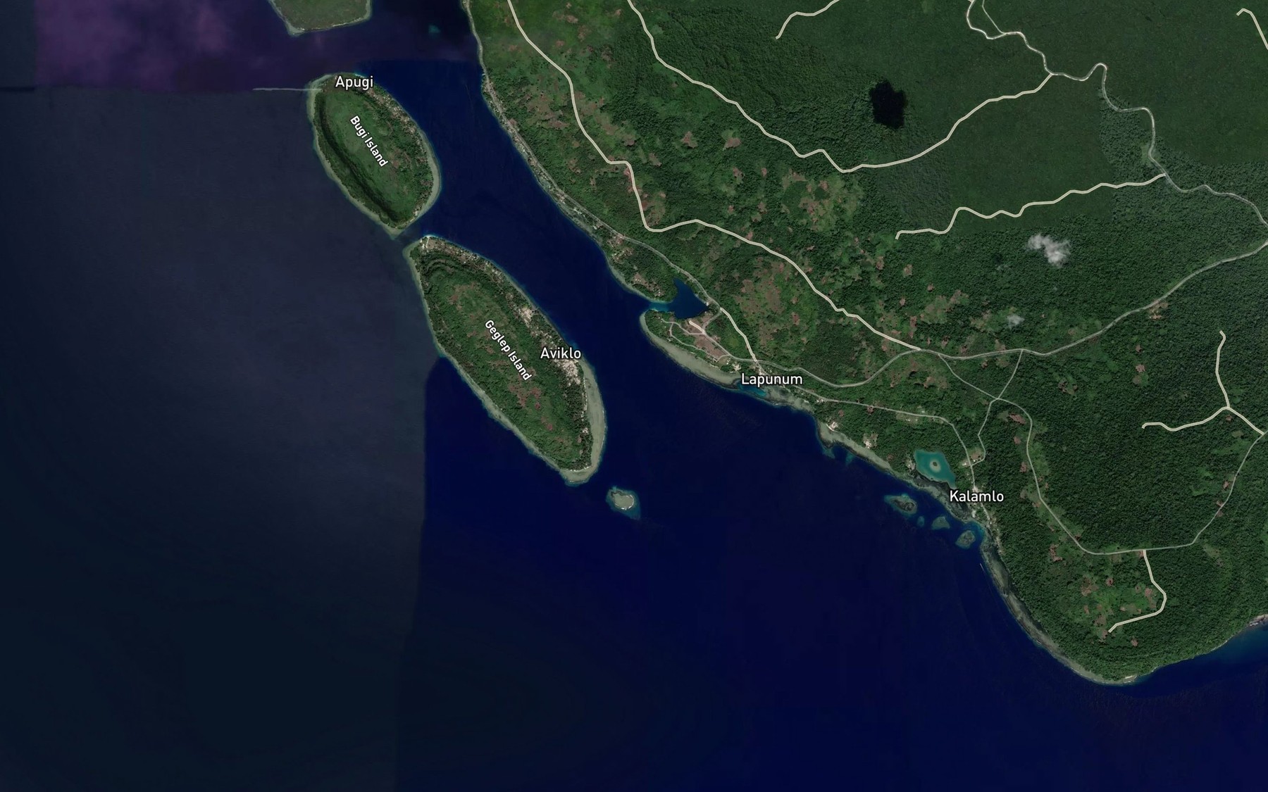 Satellite map of the Rumut Passage