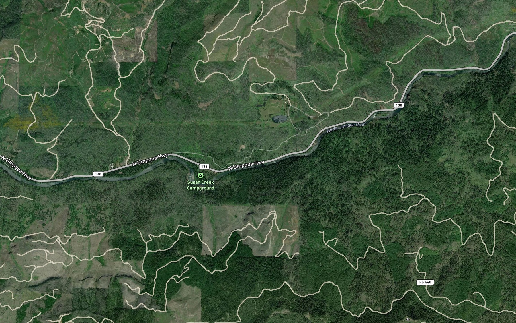 Satellite map of the Cedar Creek