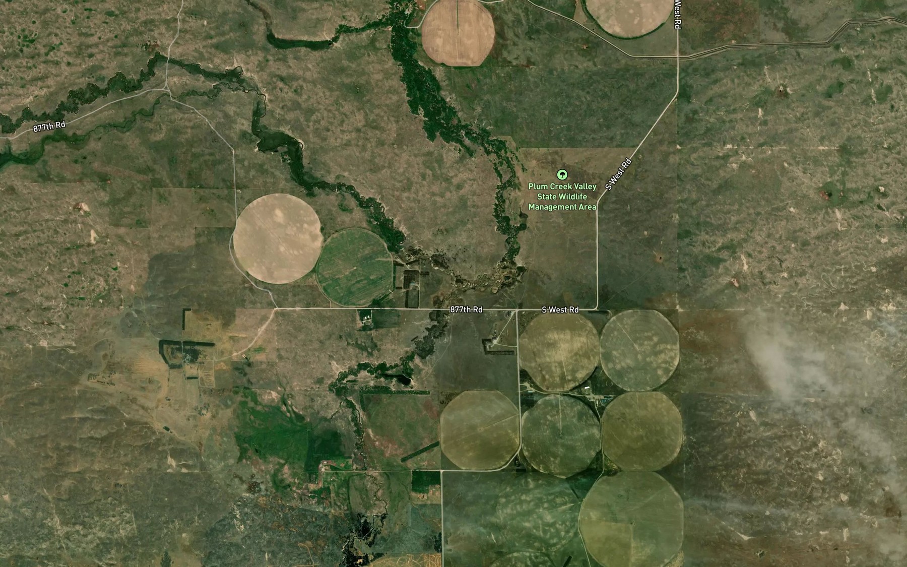 Satellite map of the North Fork Plum Creek