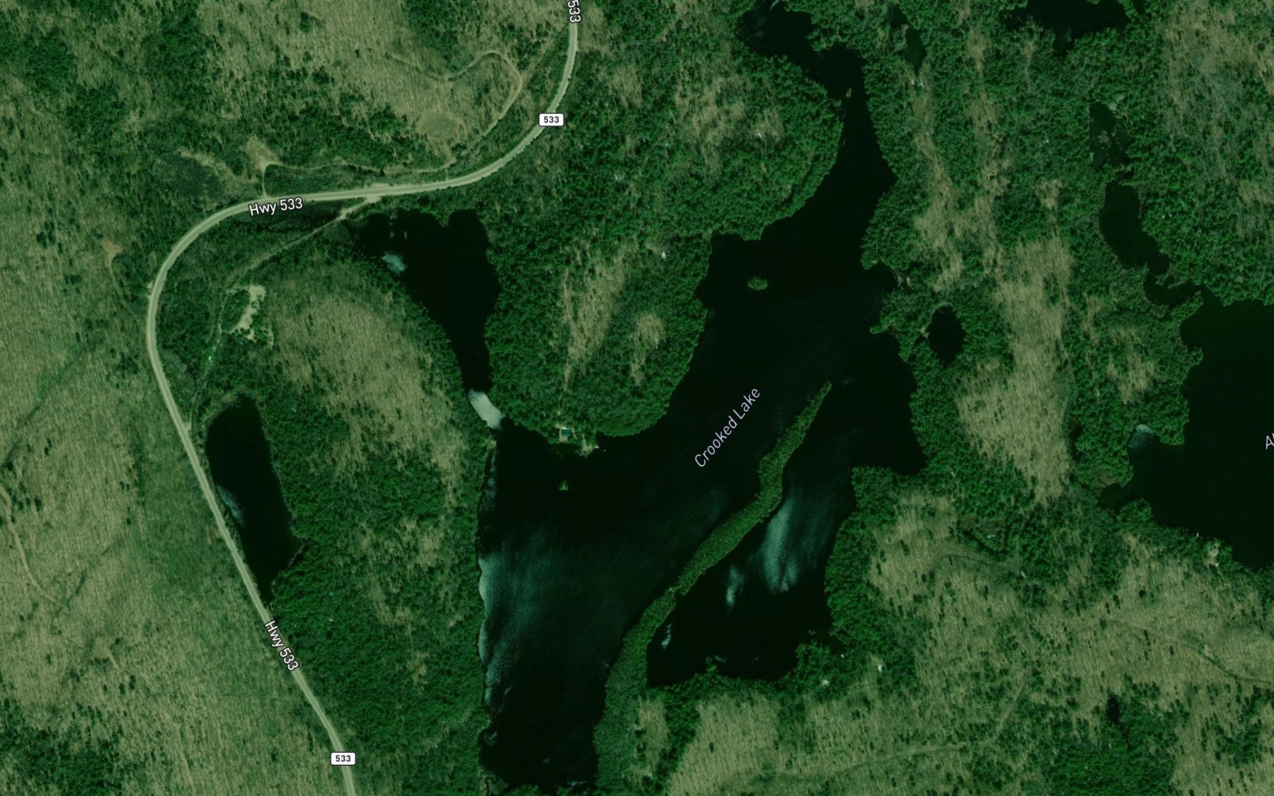Satellite map of the Crooked Lake