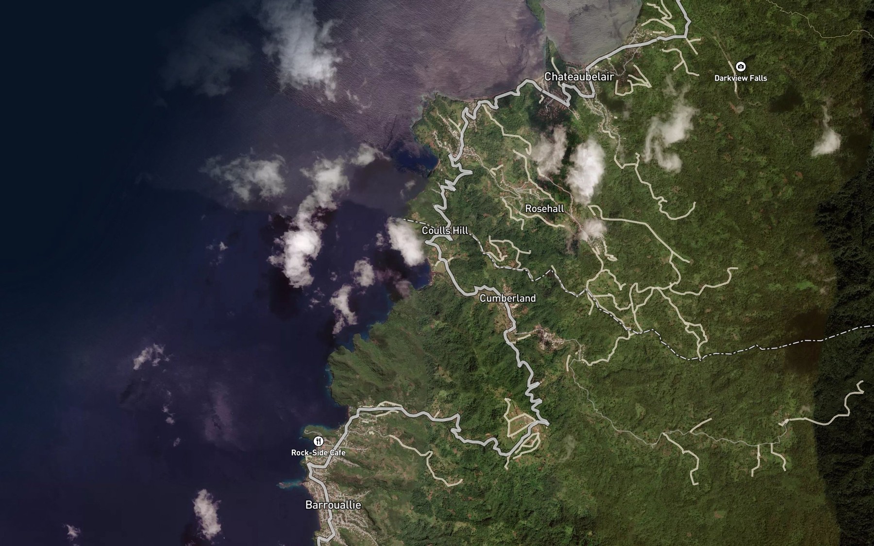 Satellite map of the Cumberland River