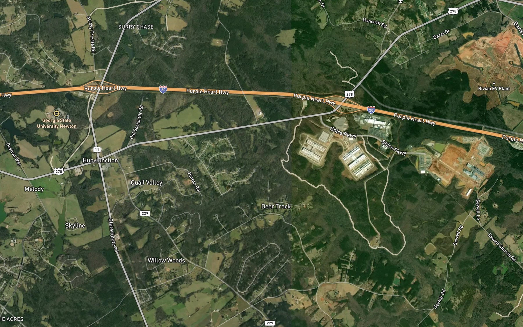 Satellite map of the Gibson Branch