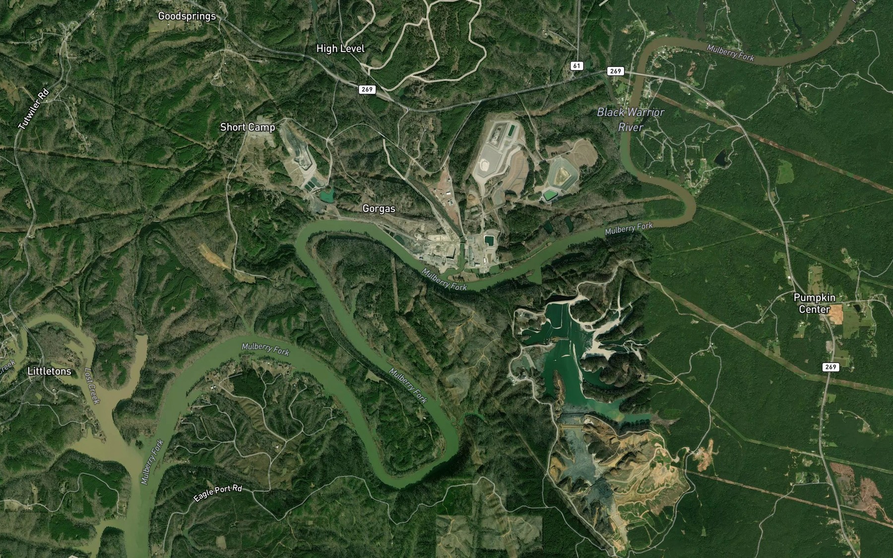 Satellite map of the Baker Creek