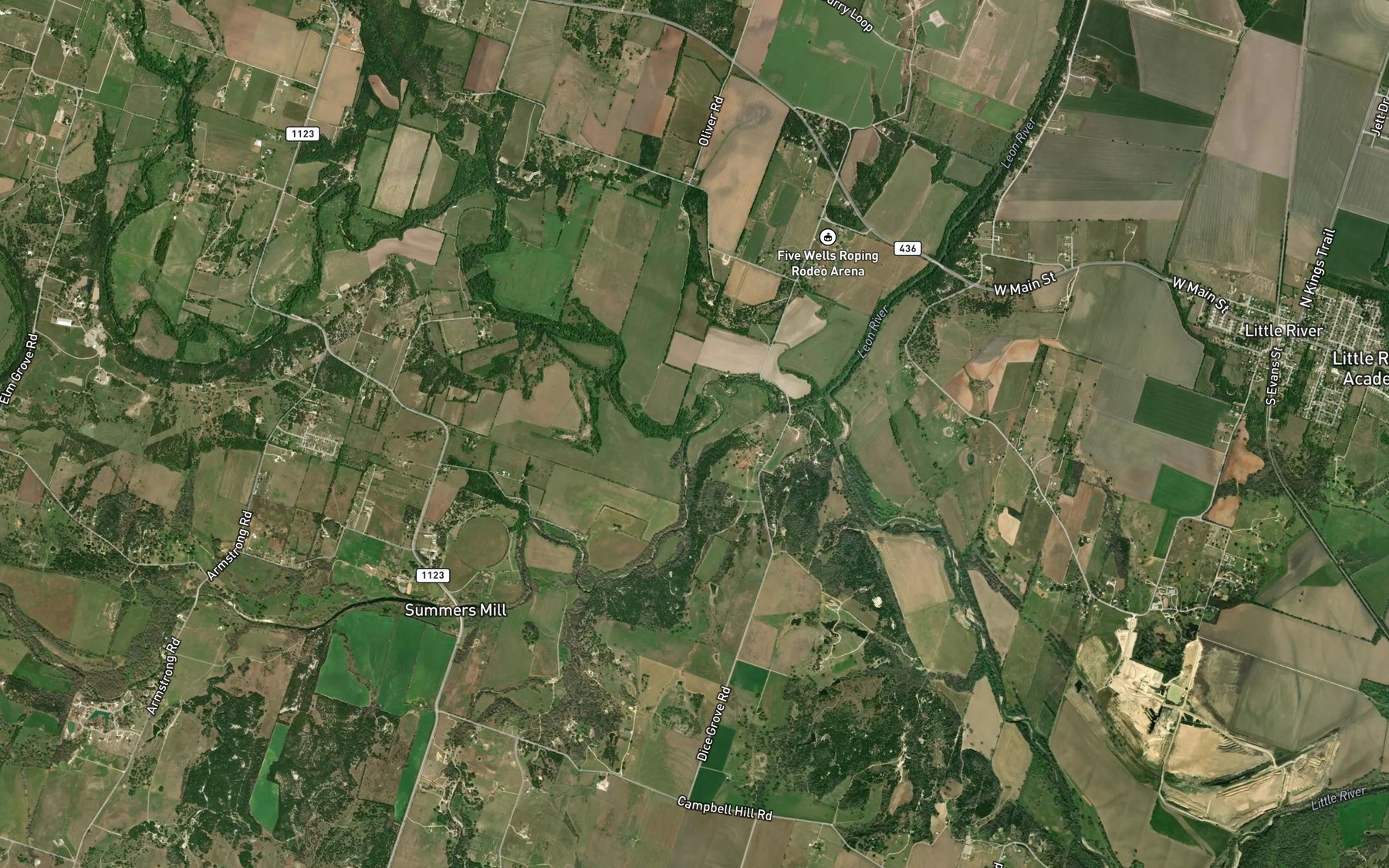 Satellite map of the Salado Creek