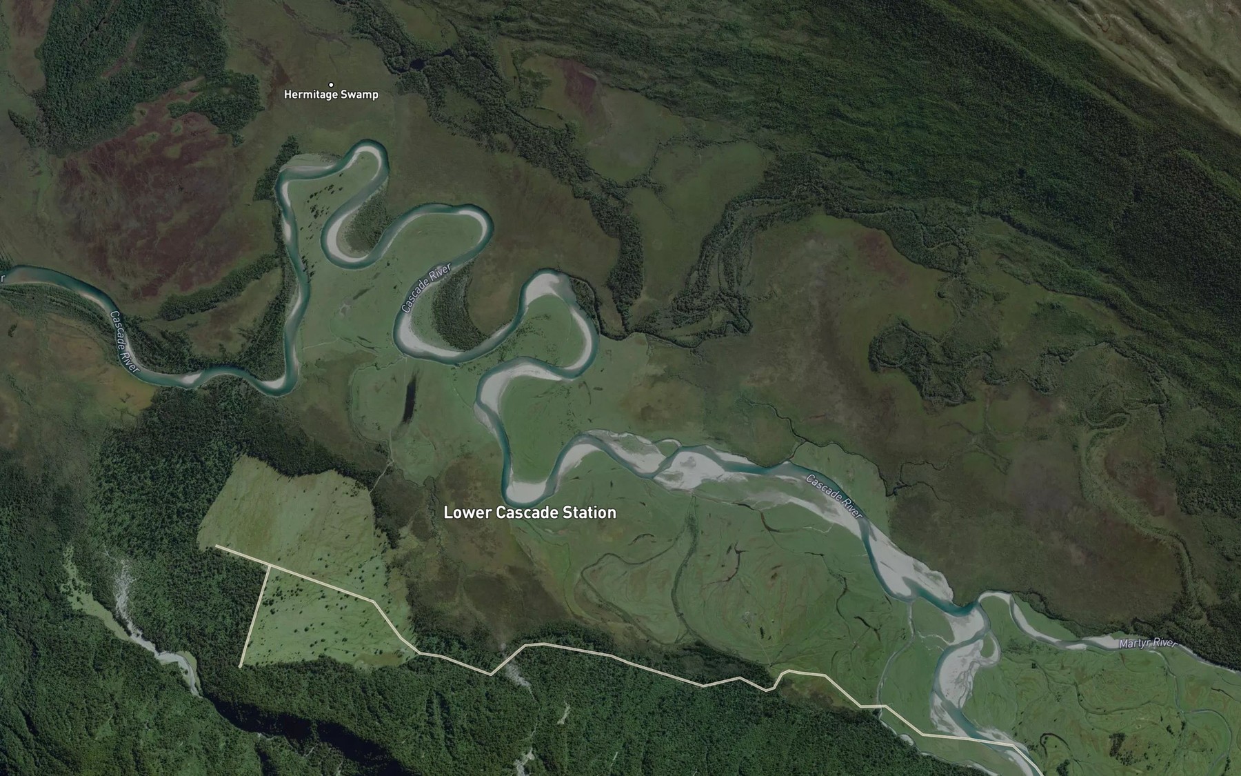 Satellite map of the Cascade River