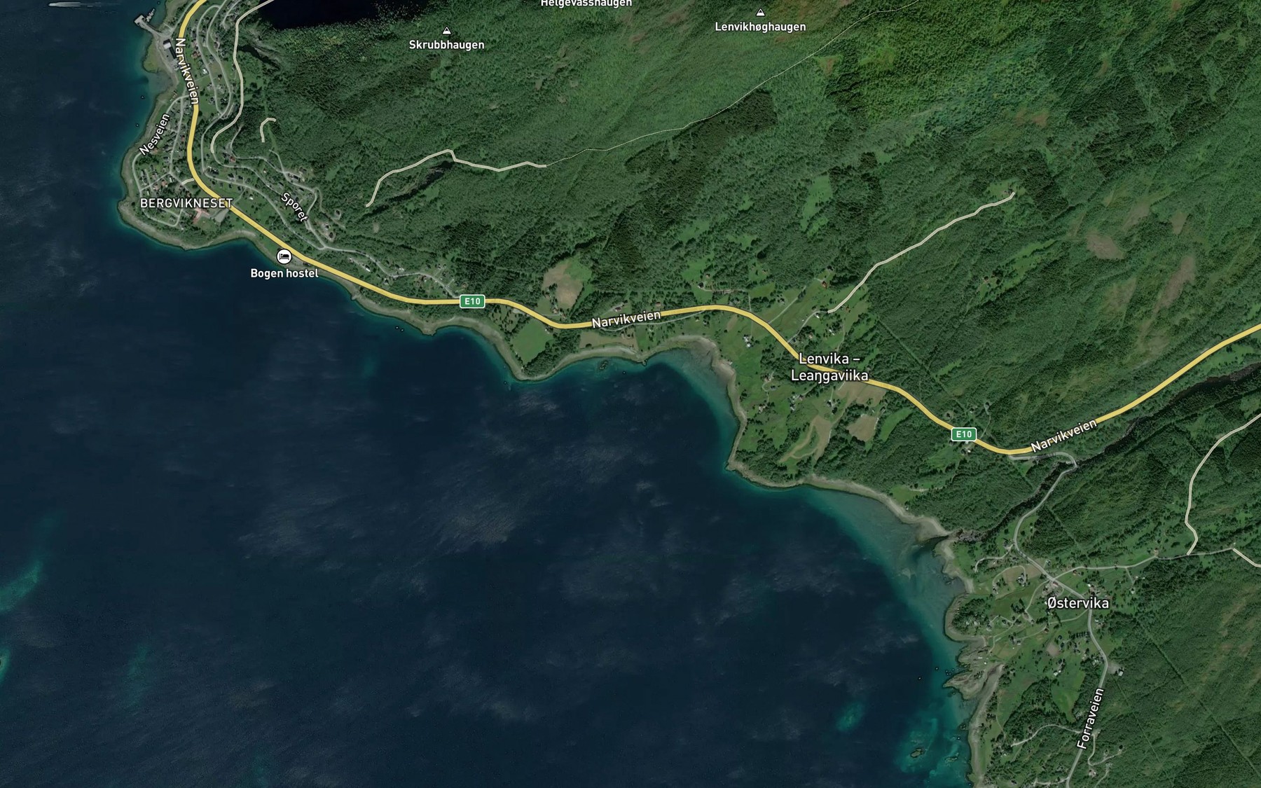 Satellite map of the Lenvik