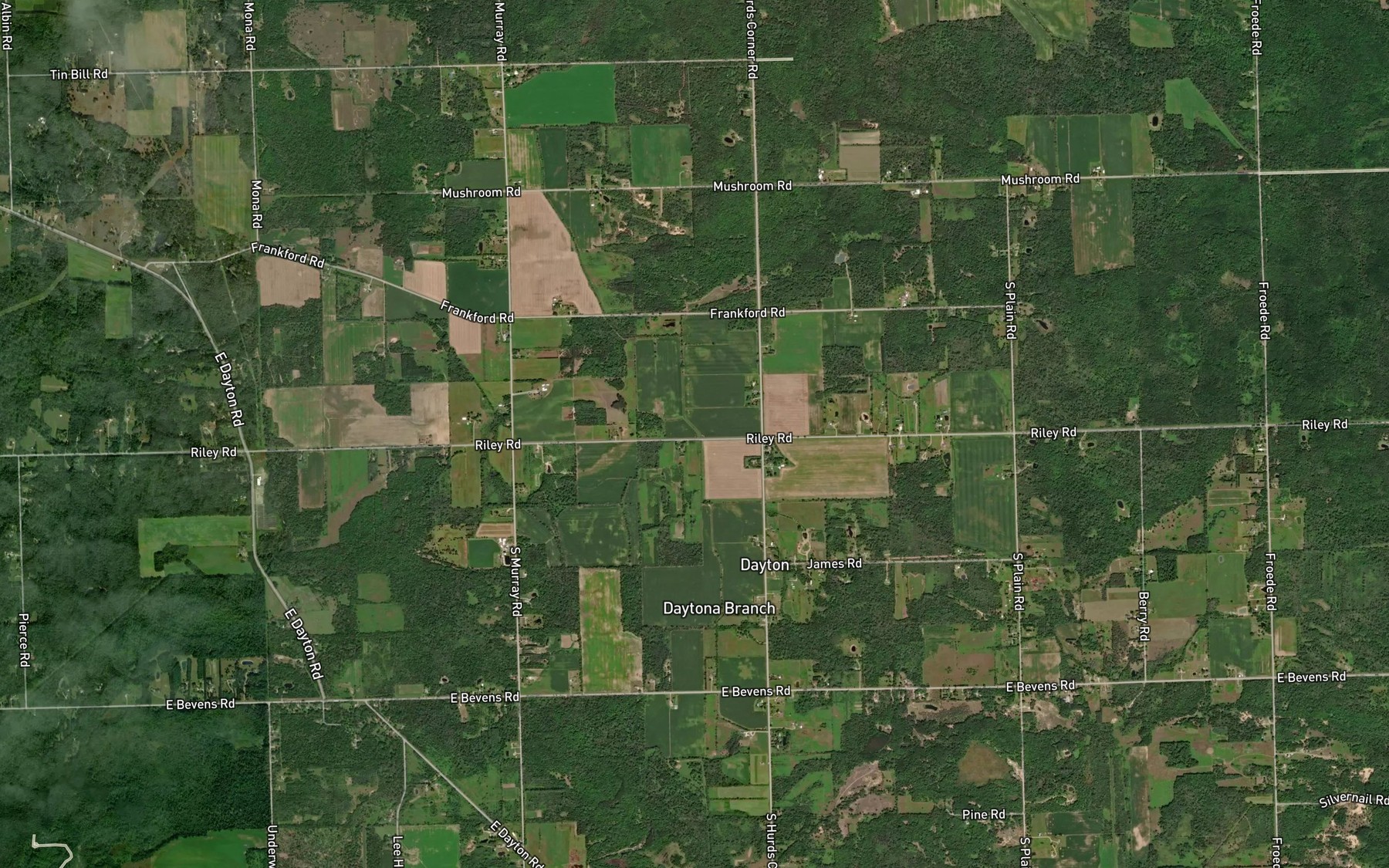 Satellite map of the Keene Stewart Drain