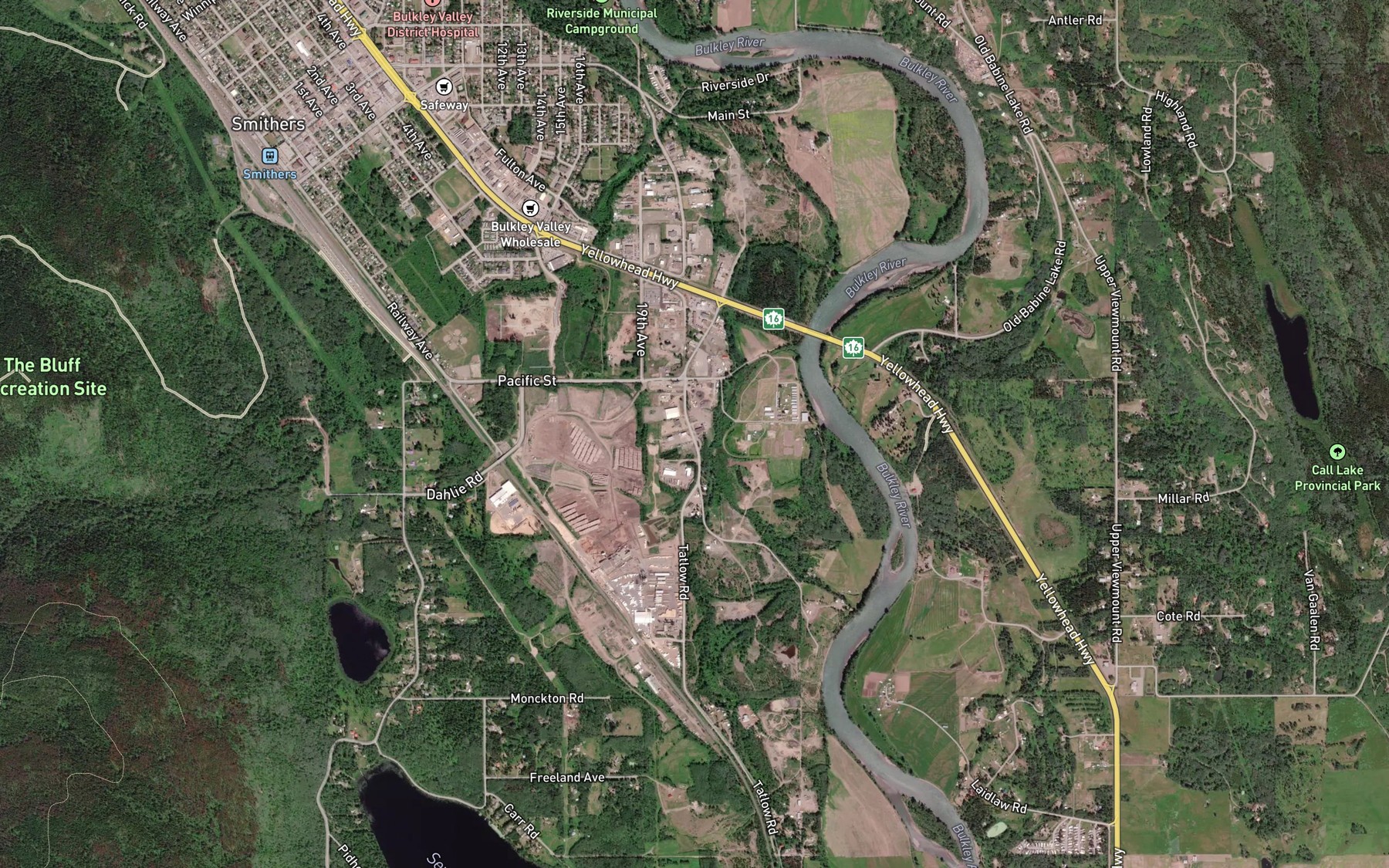 Satellite map of the Bigelow Creek