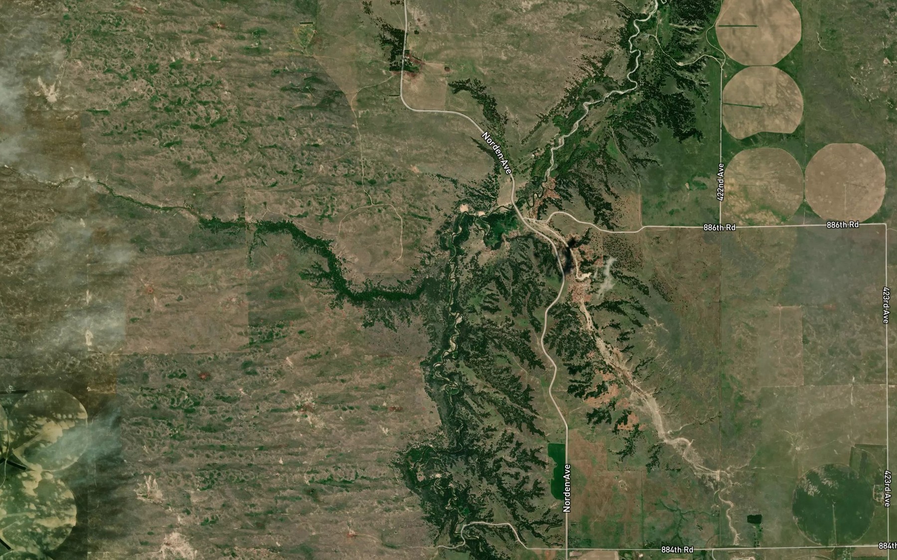 Satellite map of the Little Minnie Creek