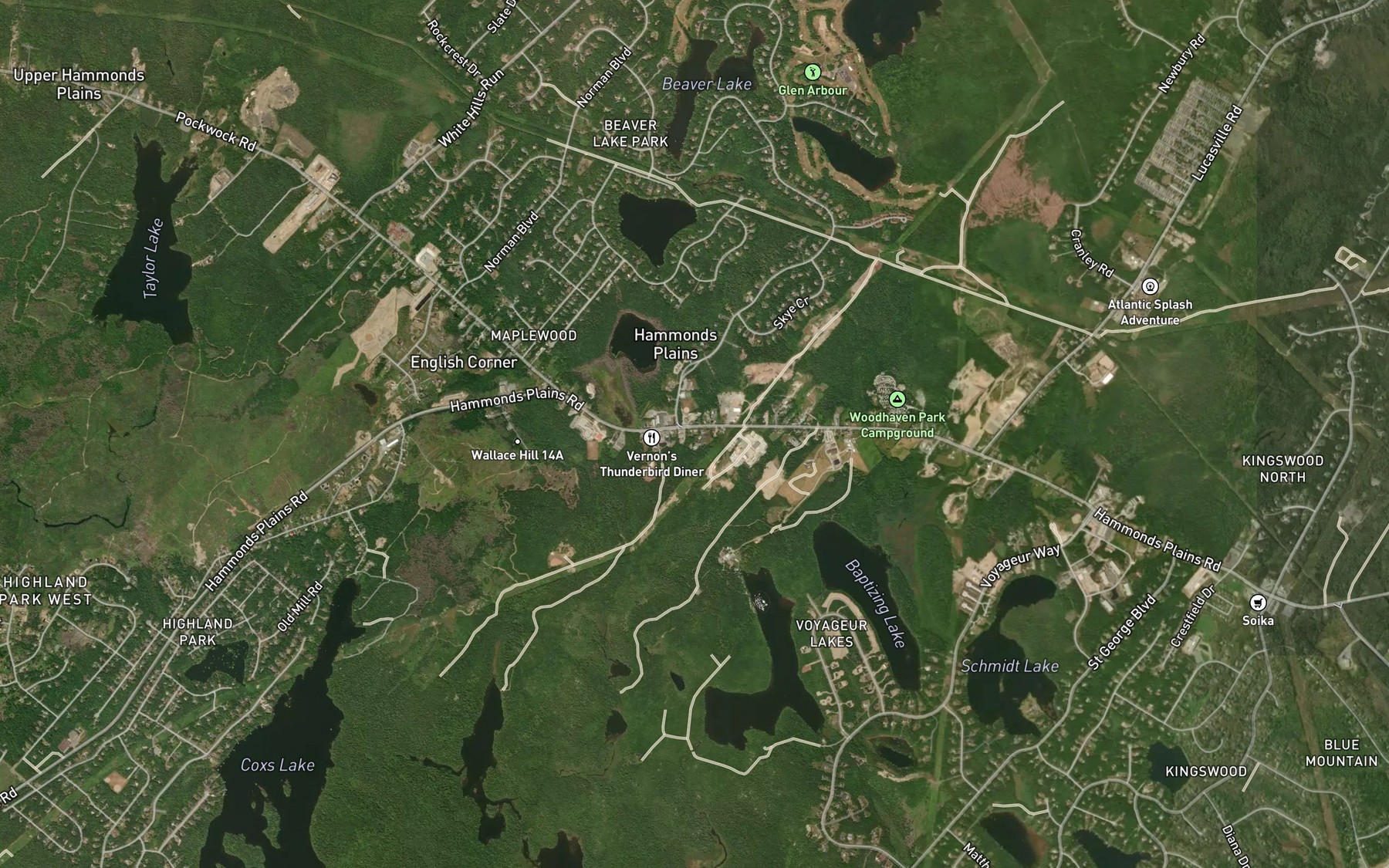 Satellite map of the Masons Mill Pond