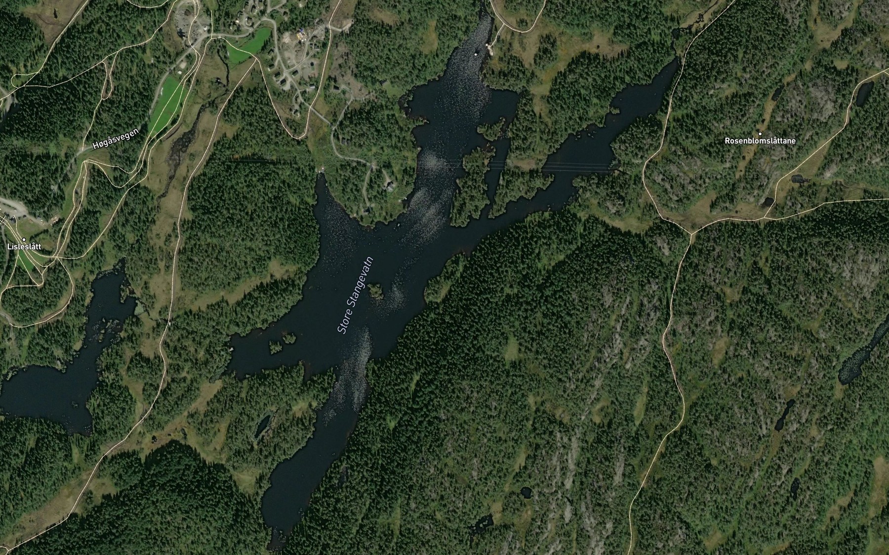 Satellite map of the Stangevatnet,store