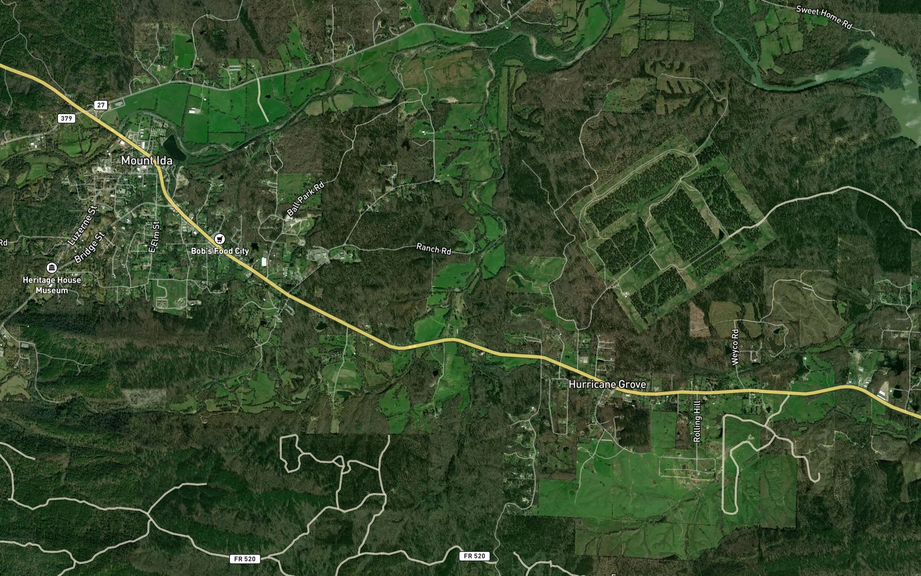 Satellite map of the Rogers Creek
