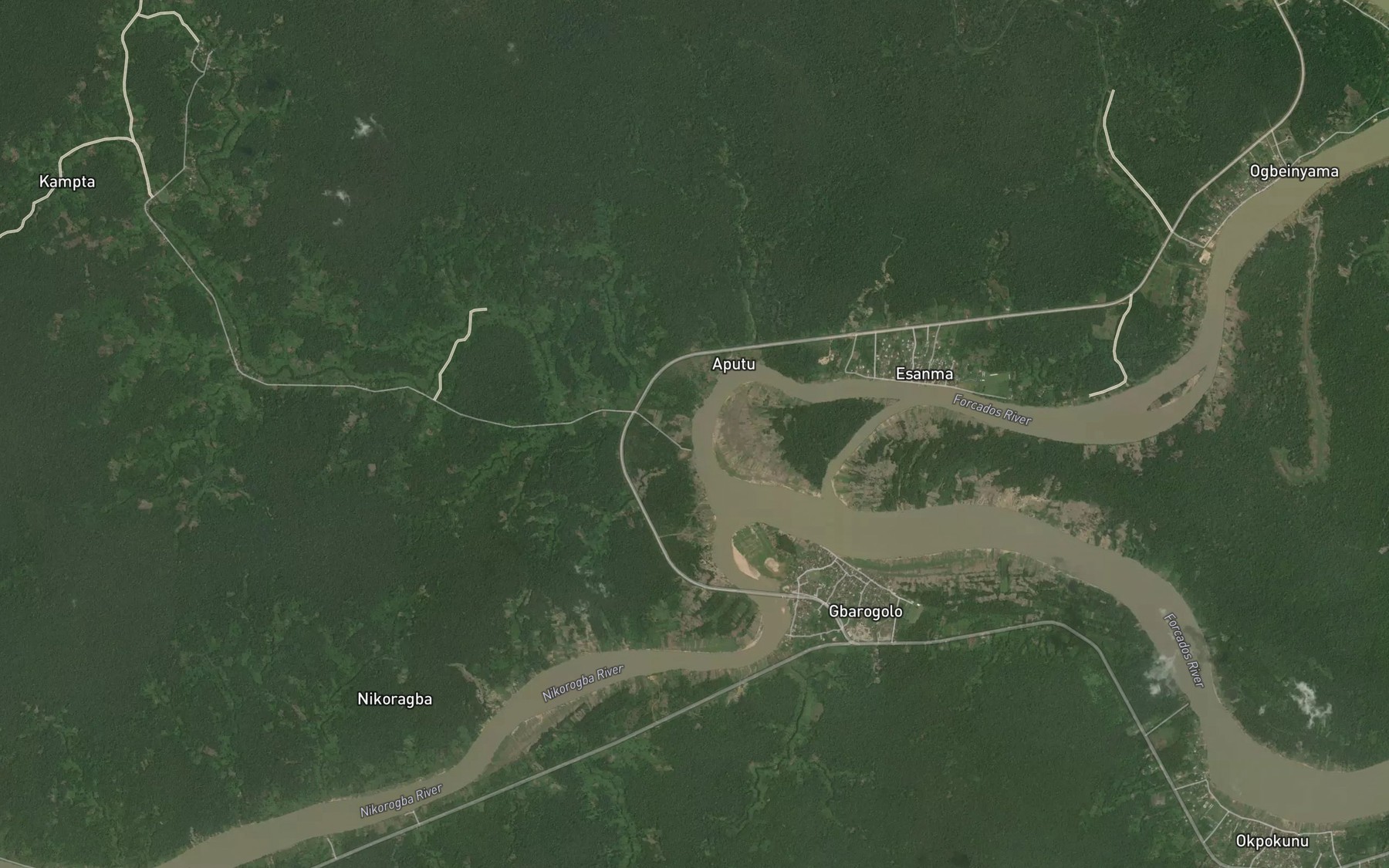 Satellite map of the Ekameta Stream