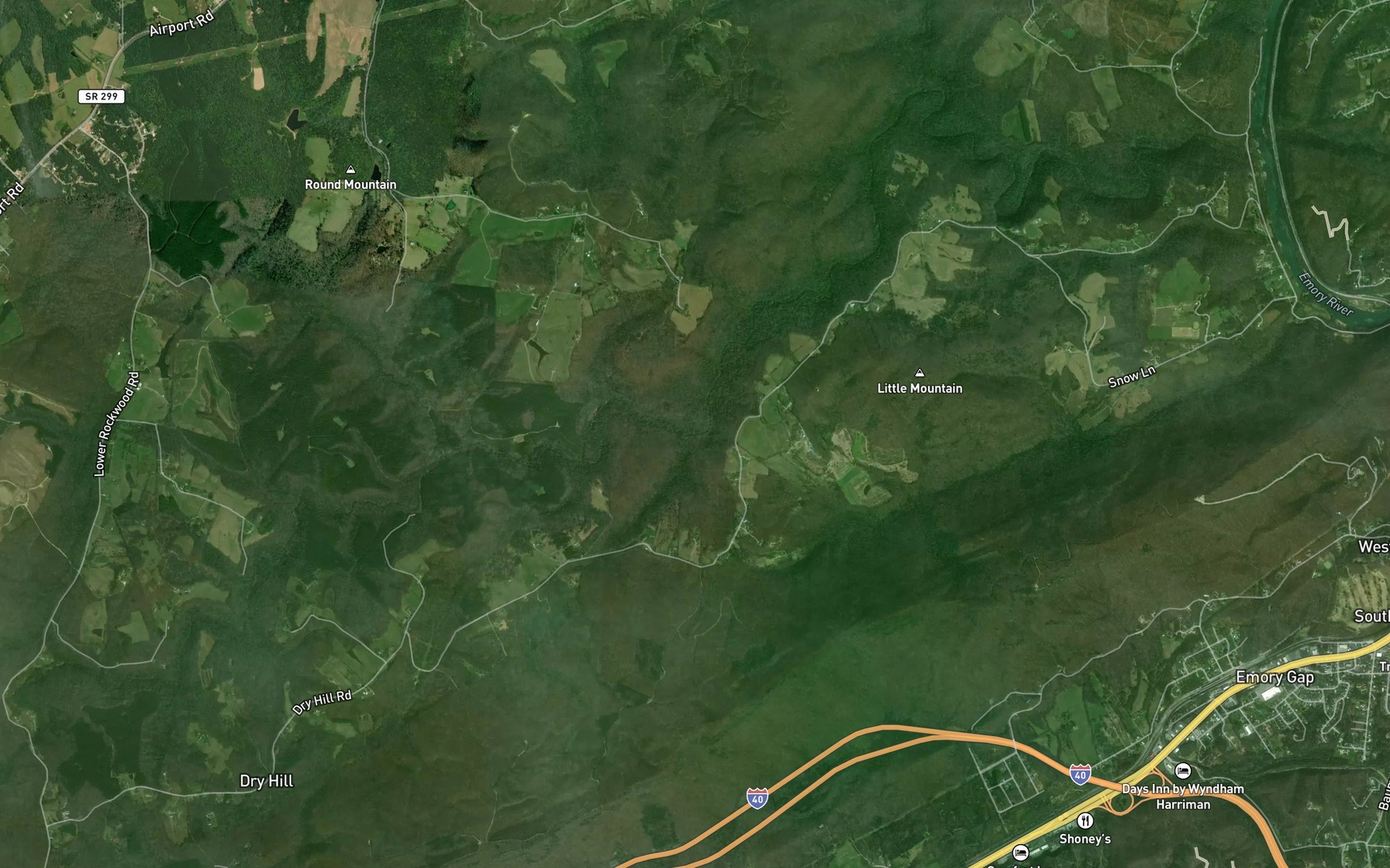 Satellite map of the Blake Branch