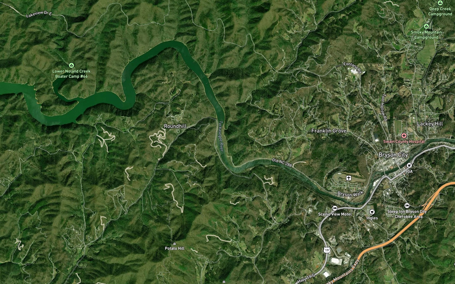 Satellite map of the Mountain Branch