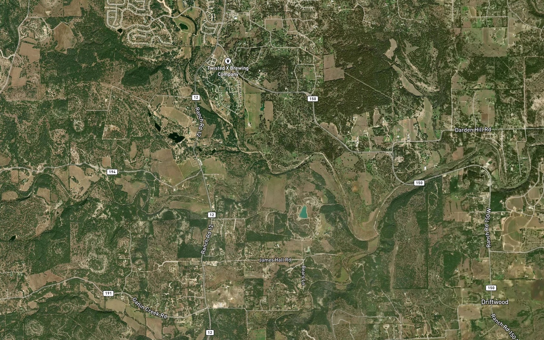 Satellite map of the South Onion Creek