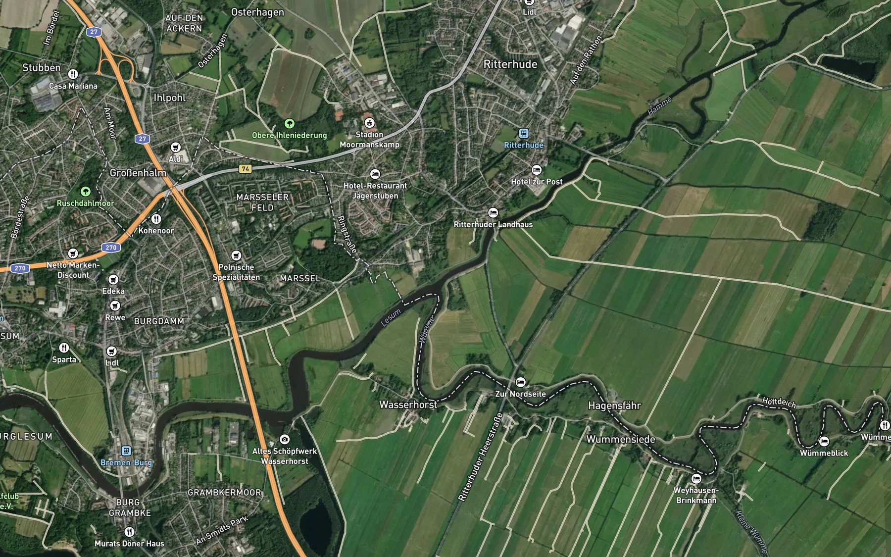 Satellite map of the Hamme