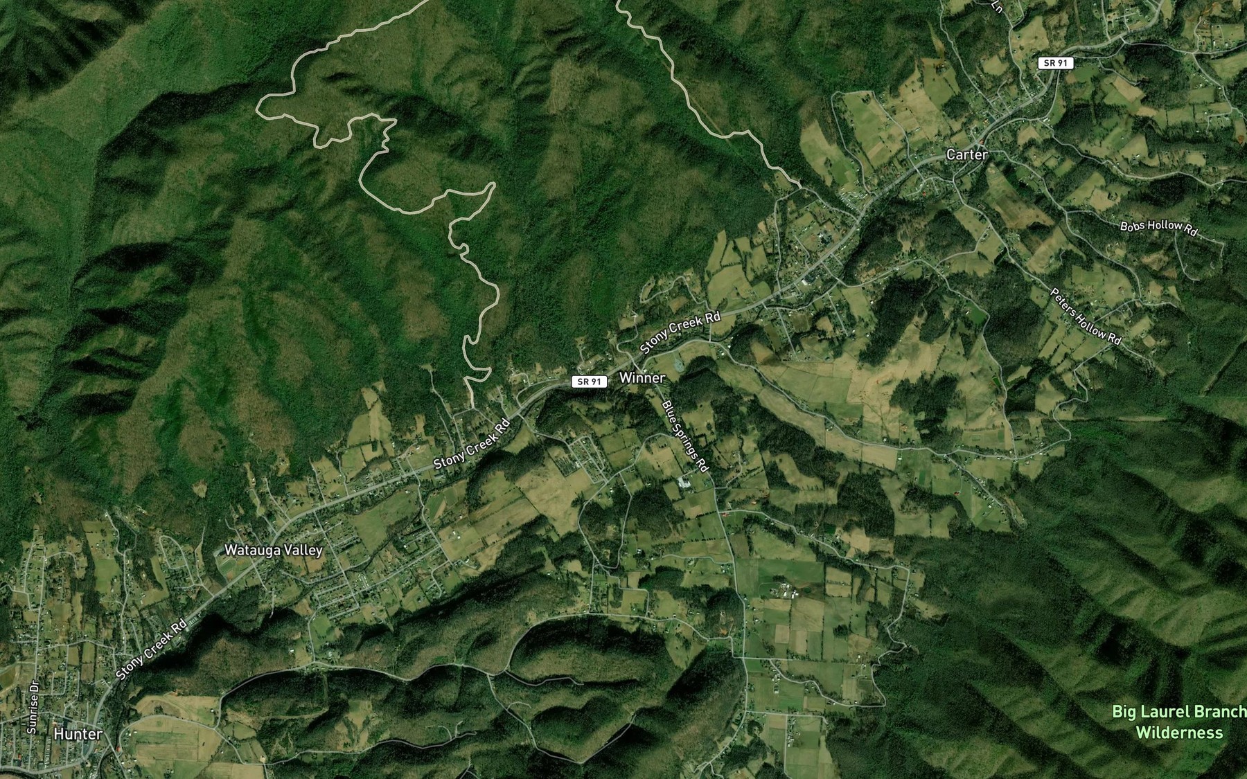 Satellite map of the Weaver Branch