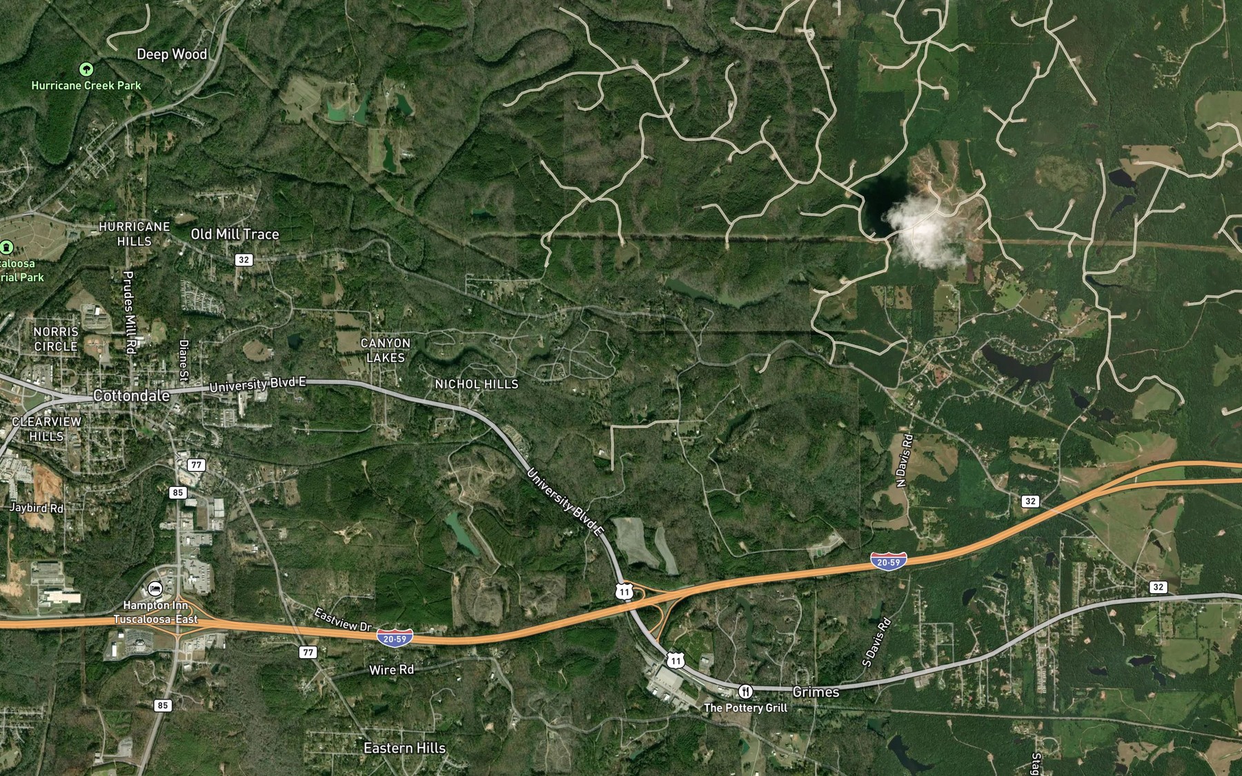 Satellite map of the Canyon Lake Upper