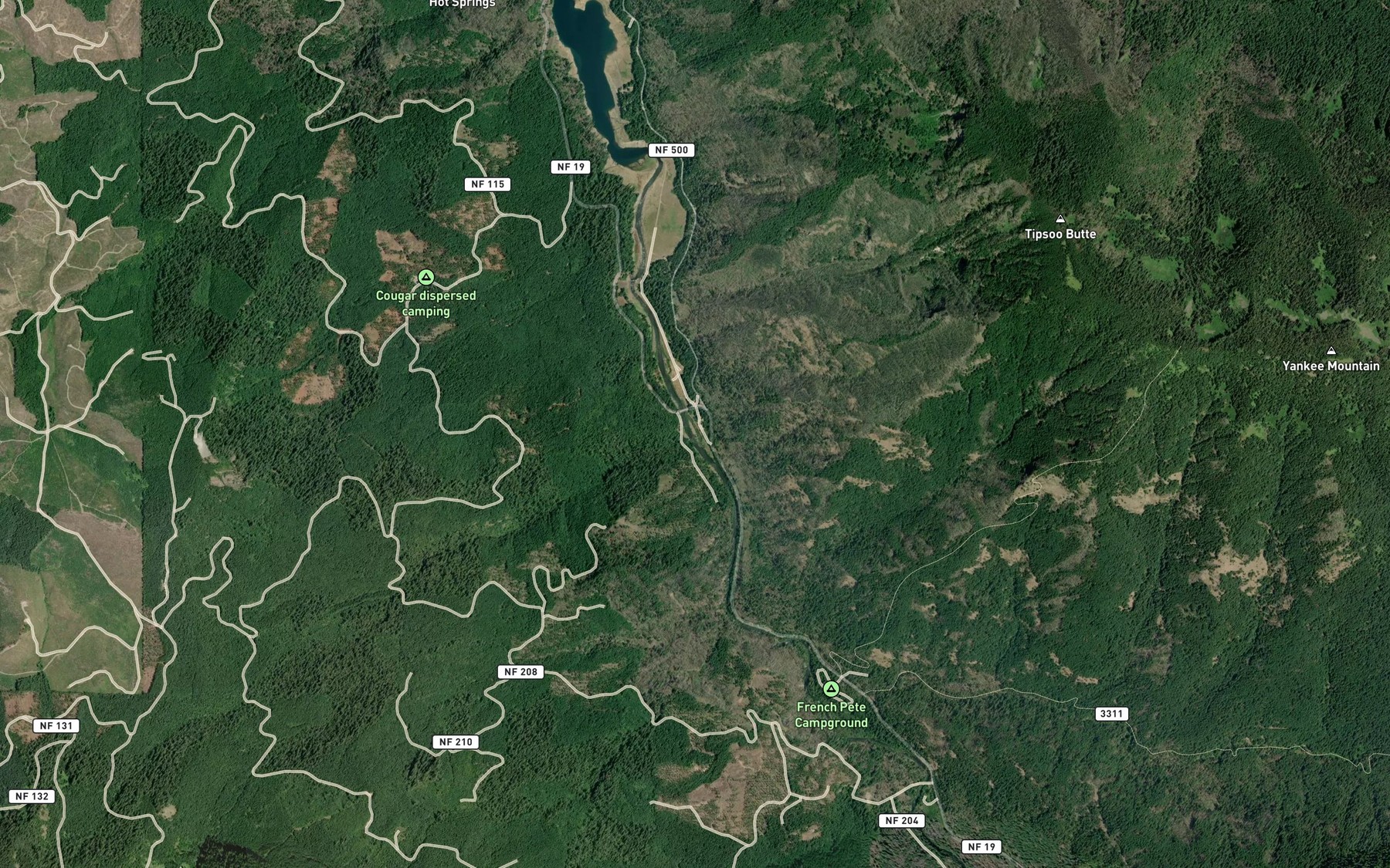 Satellite map of the Ridge Creek