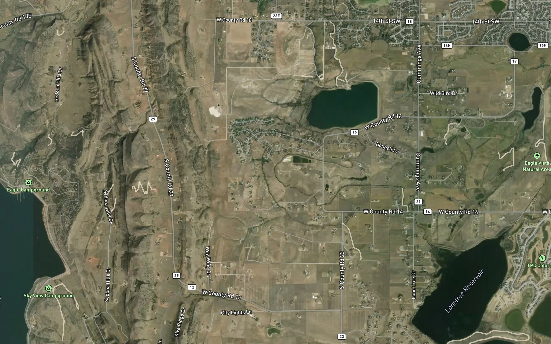 Satellite map of the Home Supply Ditch