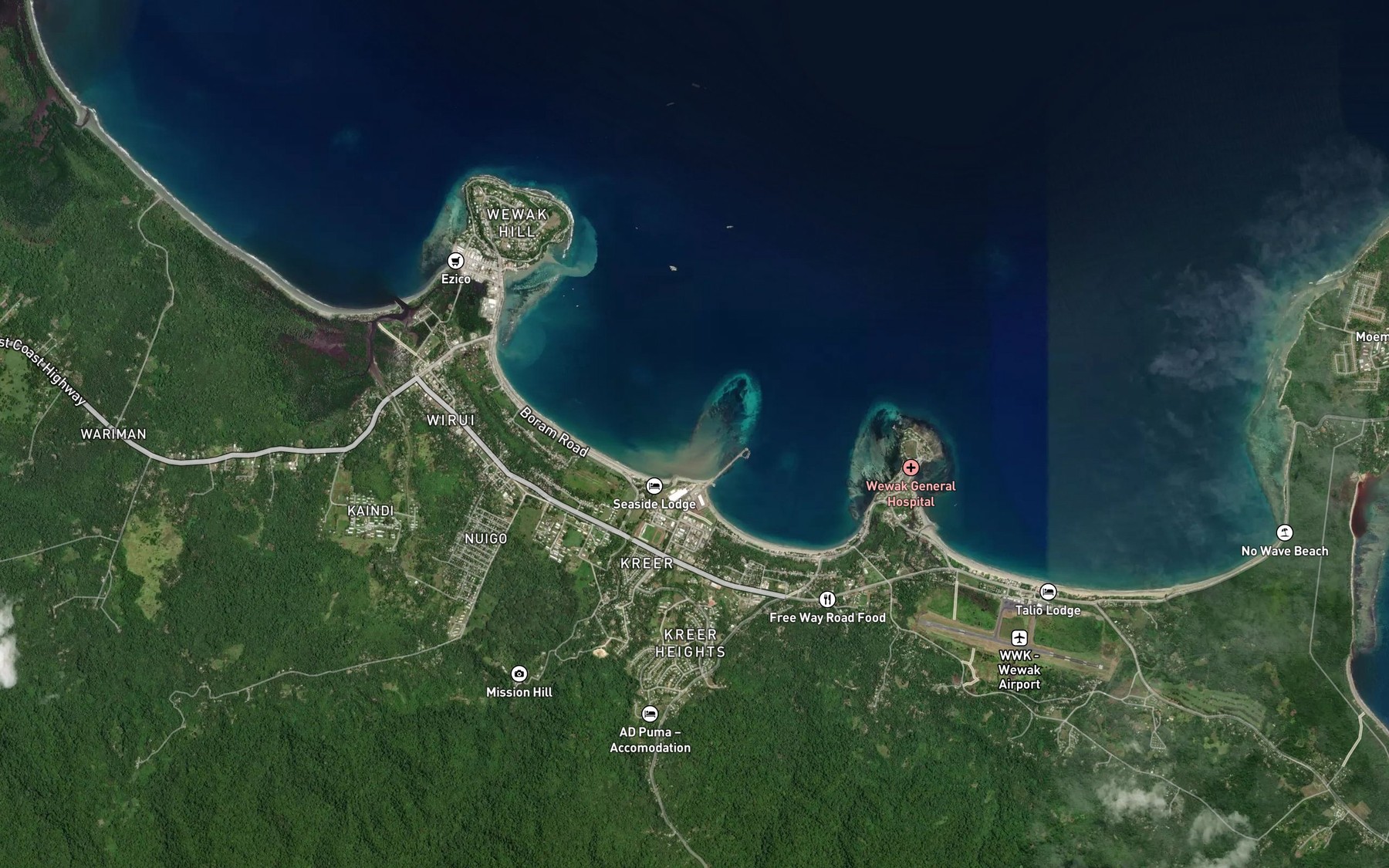Satellite map of the West Wewak Harbour
