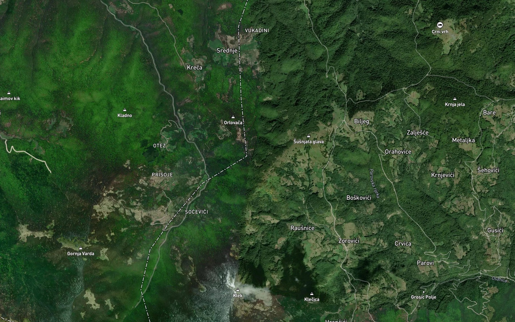 Satellite map of the Dobra Voda